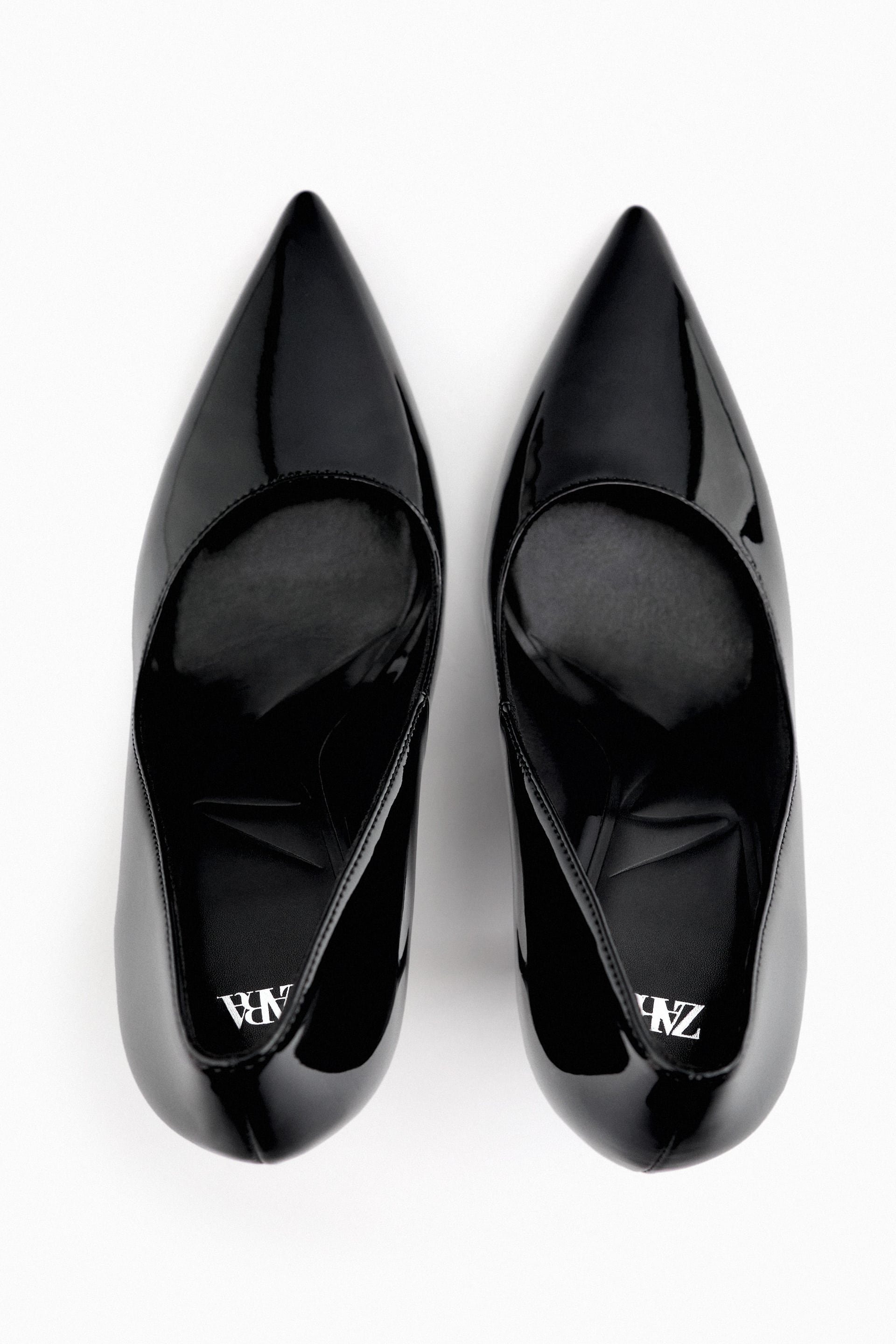 ZARA BLACK PATENT LEATHER HEELED SHOES