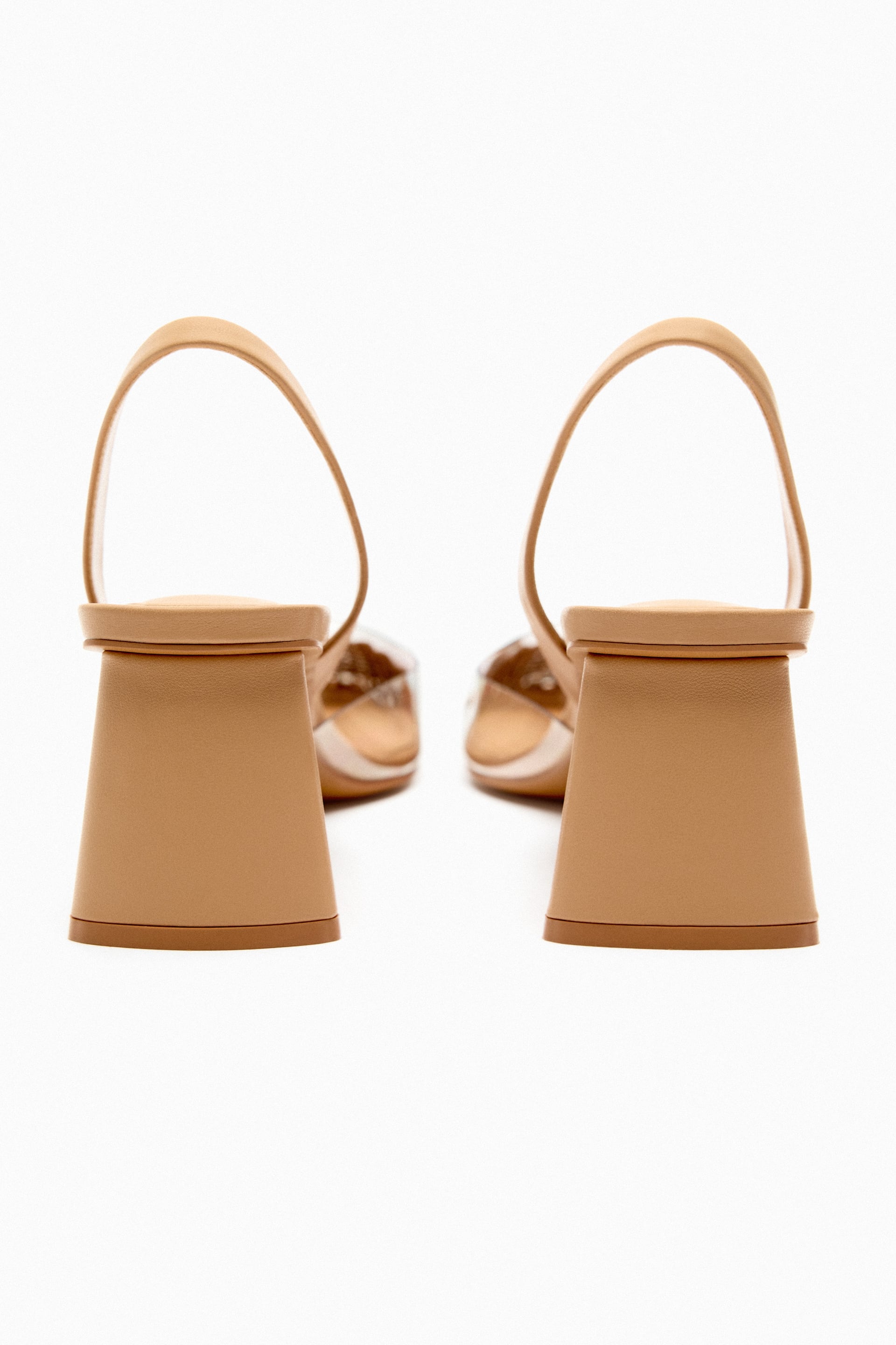 ZARA NUDE BLOCK HEEL SHOES WITH VINYL TOE CAP