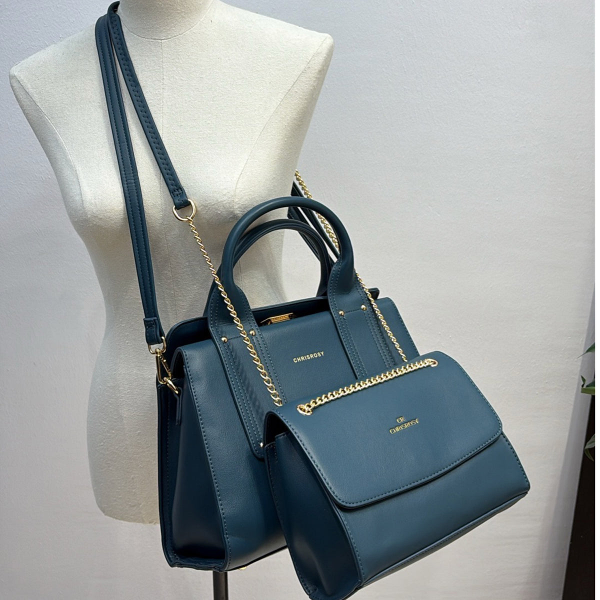 Chrisrosy 2-in-1 Structured Double Handle Bag in Teal