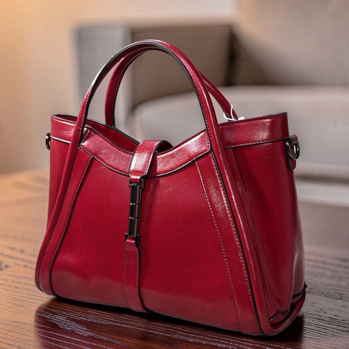 Holley Vivi Two-in One Contrast Color Bag in Burgundy
