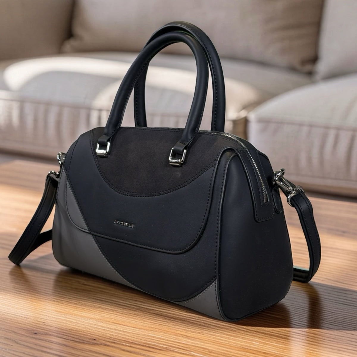 Chrisbella 3-Color Pattern Bag In Black