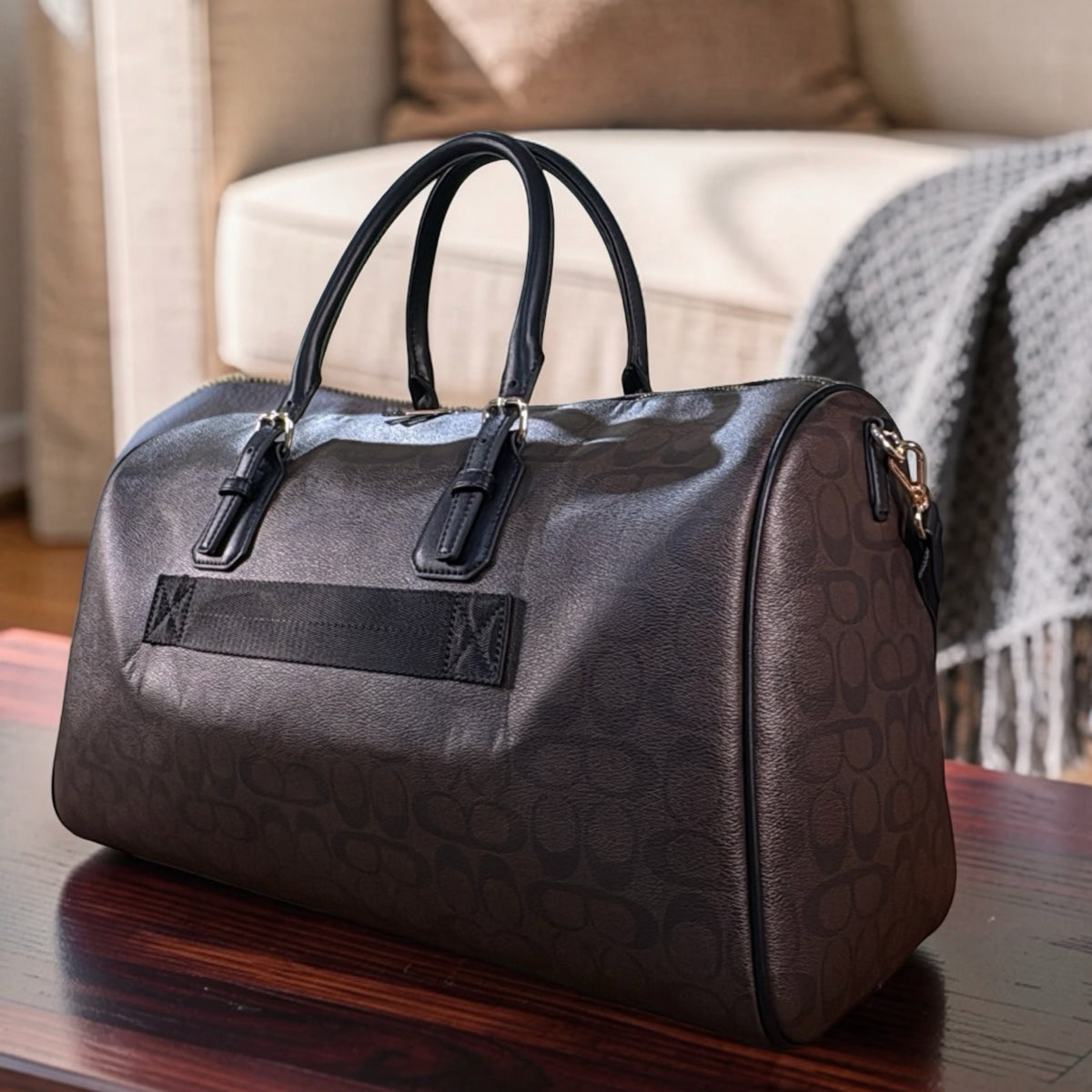 Chrisbella Monogram Design Travel Bag in Black