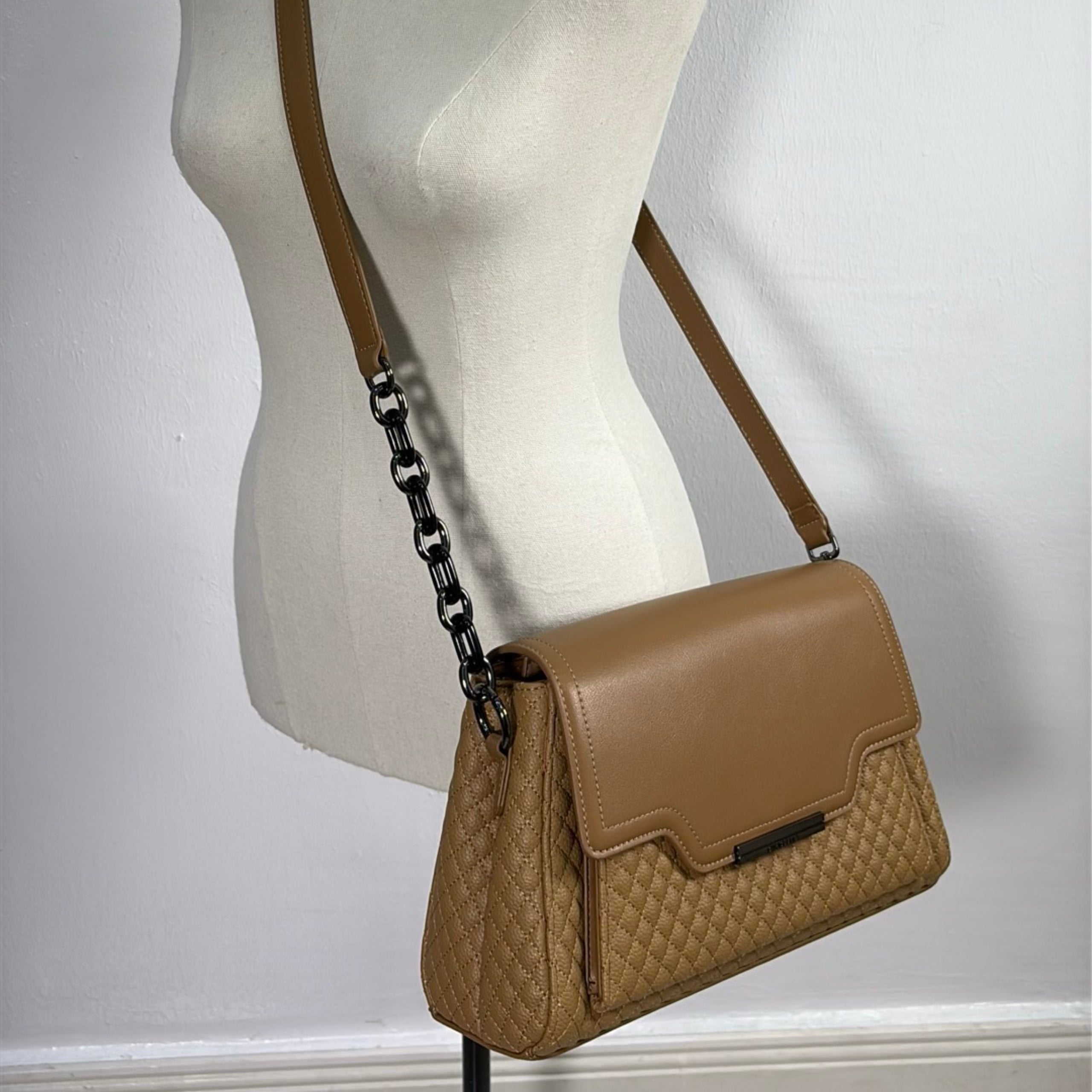 Chrisbella Quilted Sling Bag in Khaki