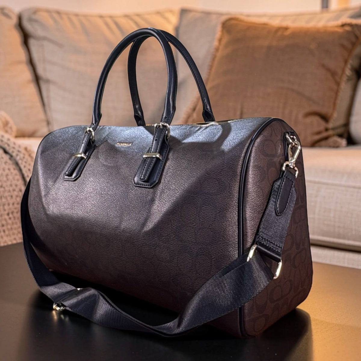 Chrisbella Monogram Design Travel Bag in Black