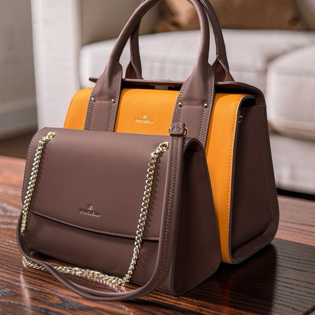 Chrisbella Smooth Two-in-One Bag in Yellow
