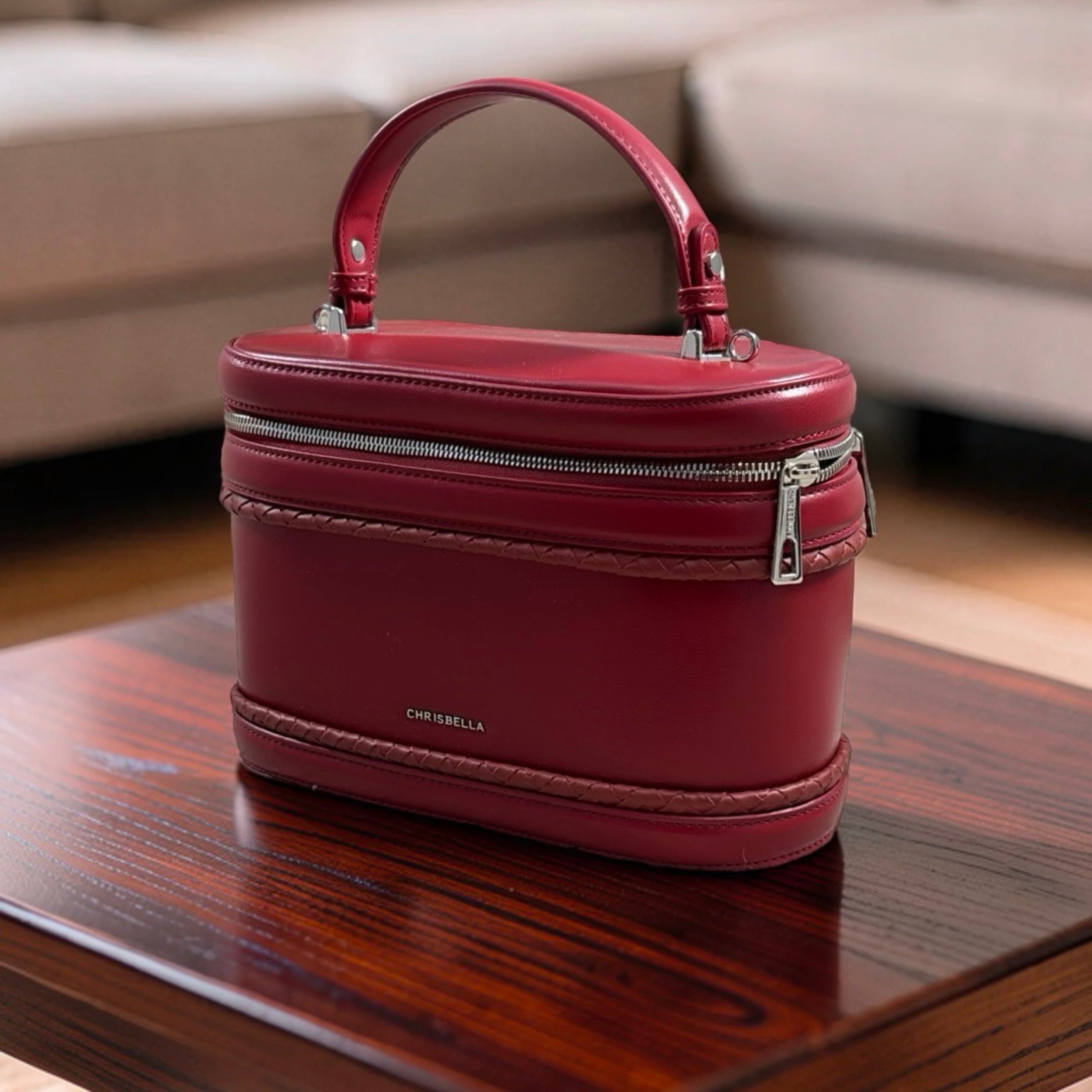 Chrisbella Top-Handle Bag with Tappings in Wine