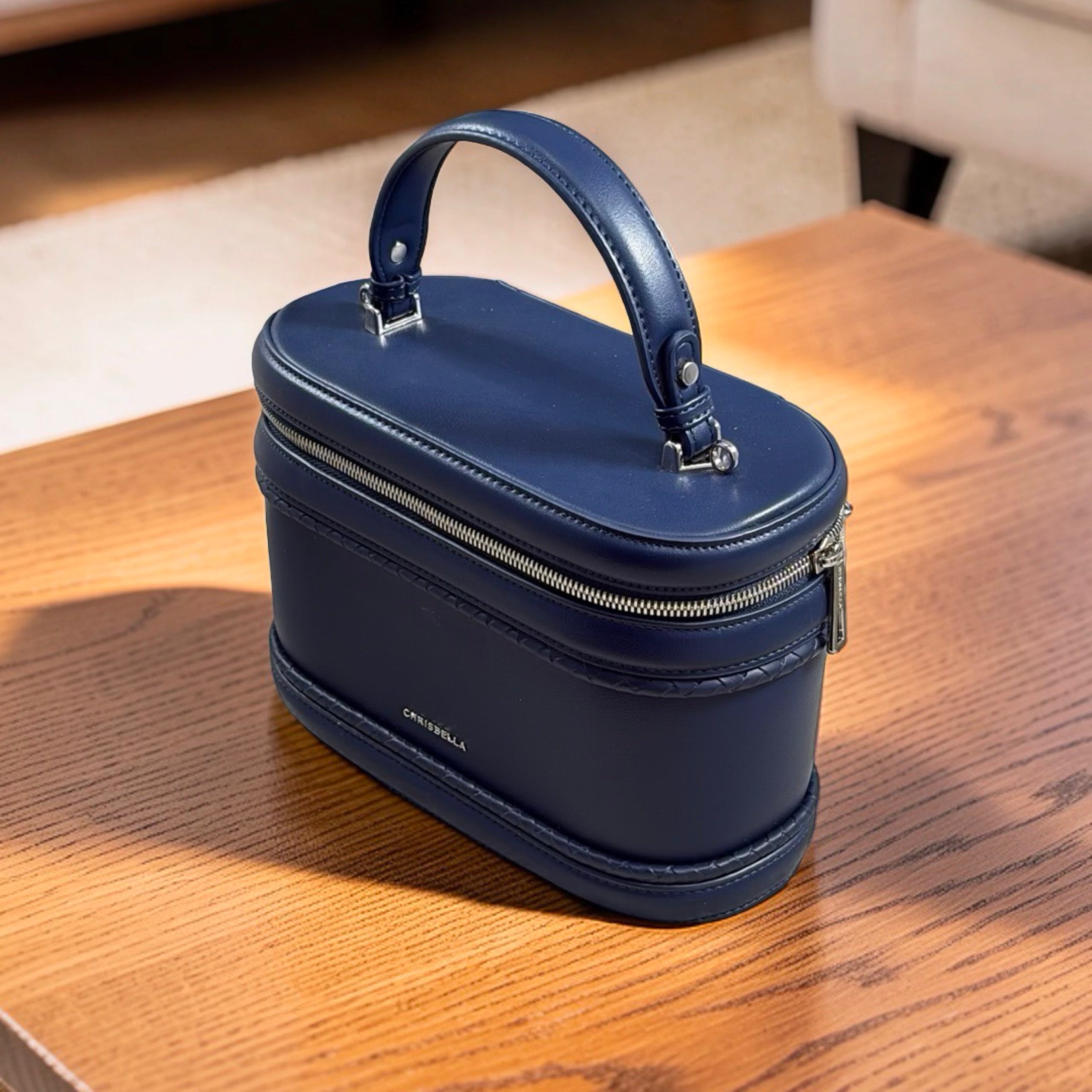Chrisbella Top-Handle Bag with Tappings in Navy