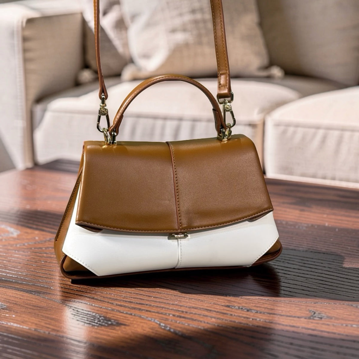 Versse Top Handle Small Bag in Machiato