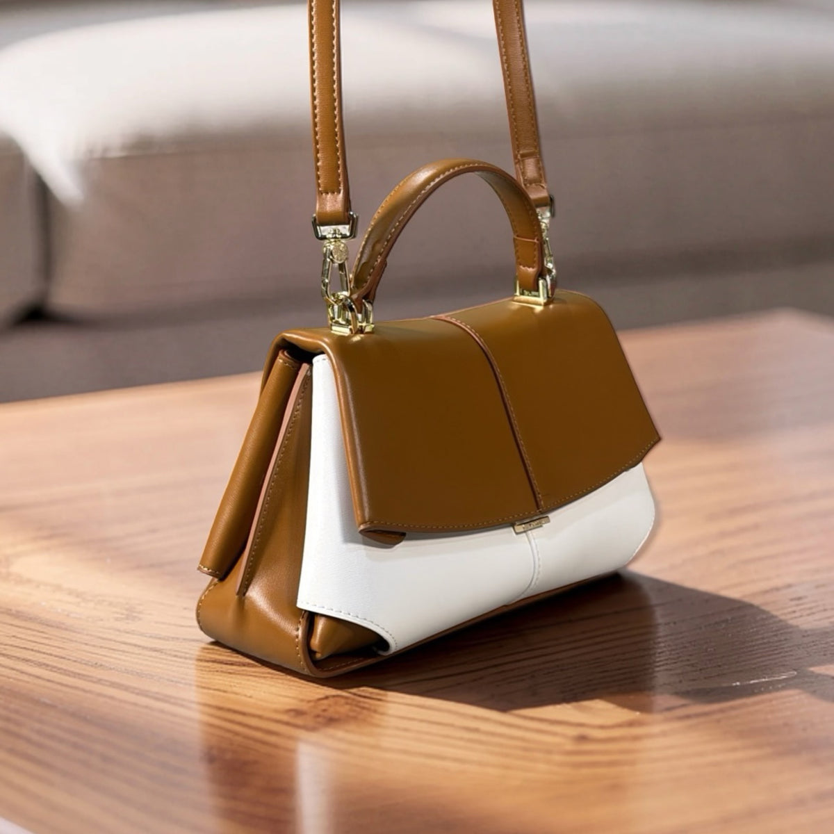 Versse Top Handle Small Bag in Machiato