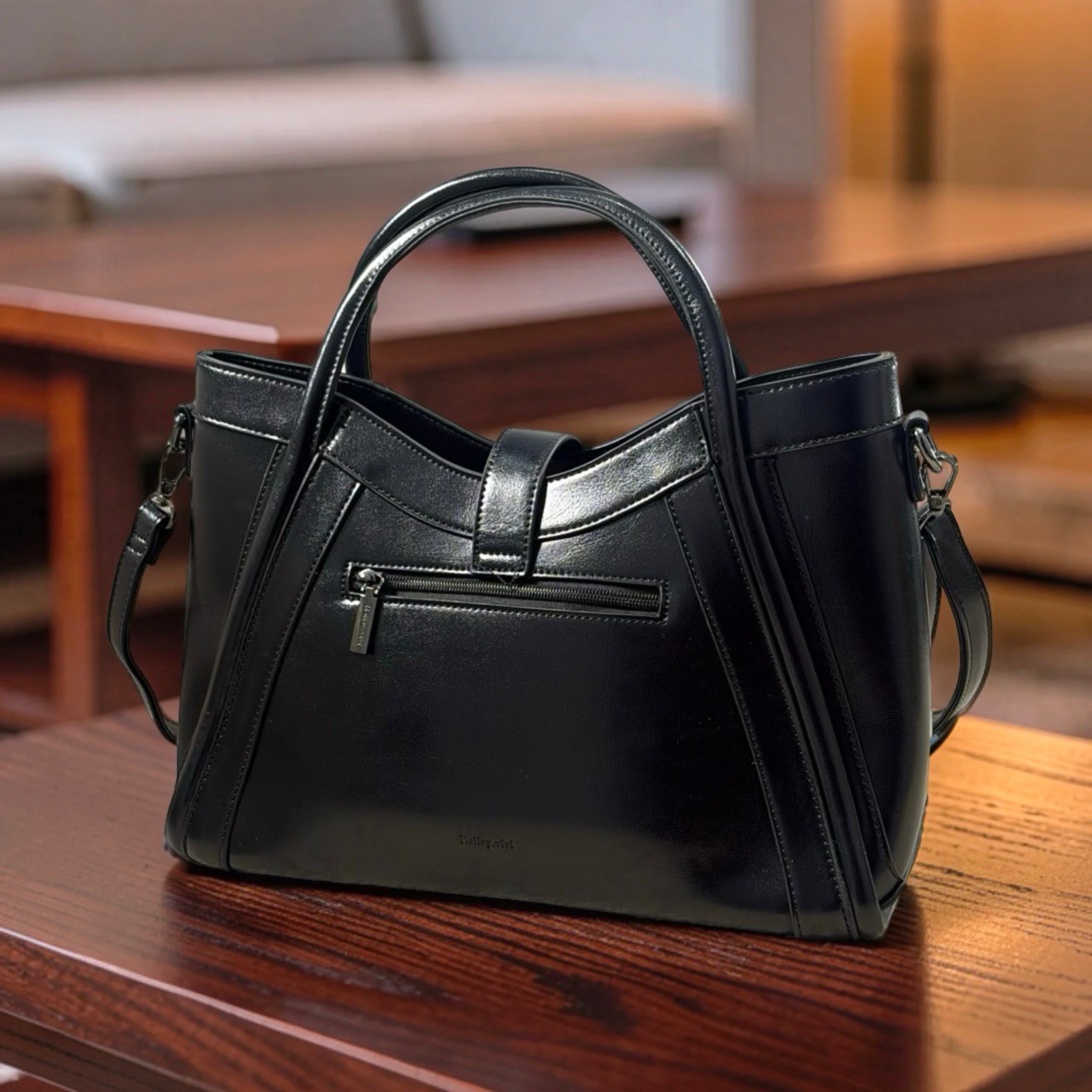 Holley Vivi Two-in One Contrast Color Bag in Black