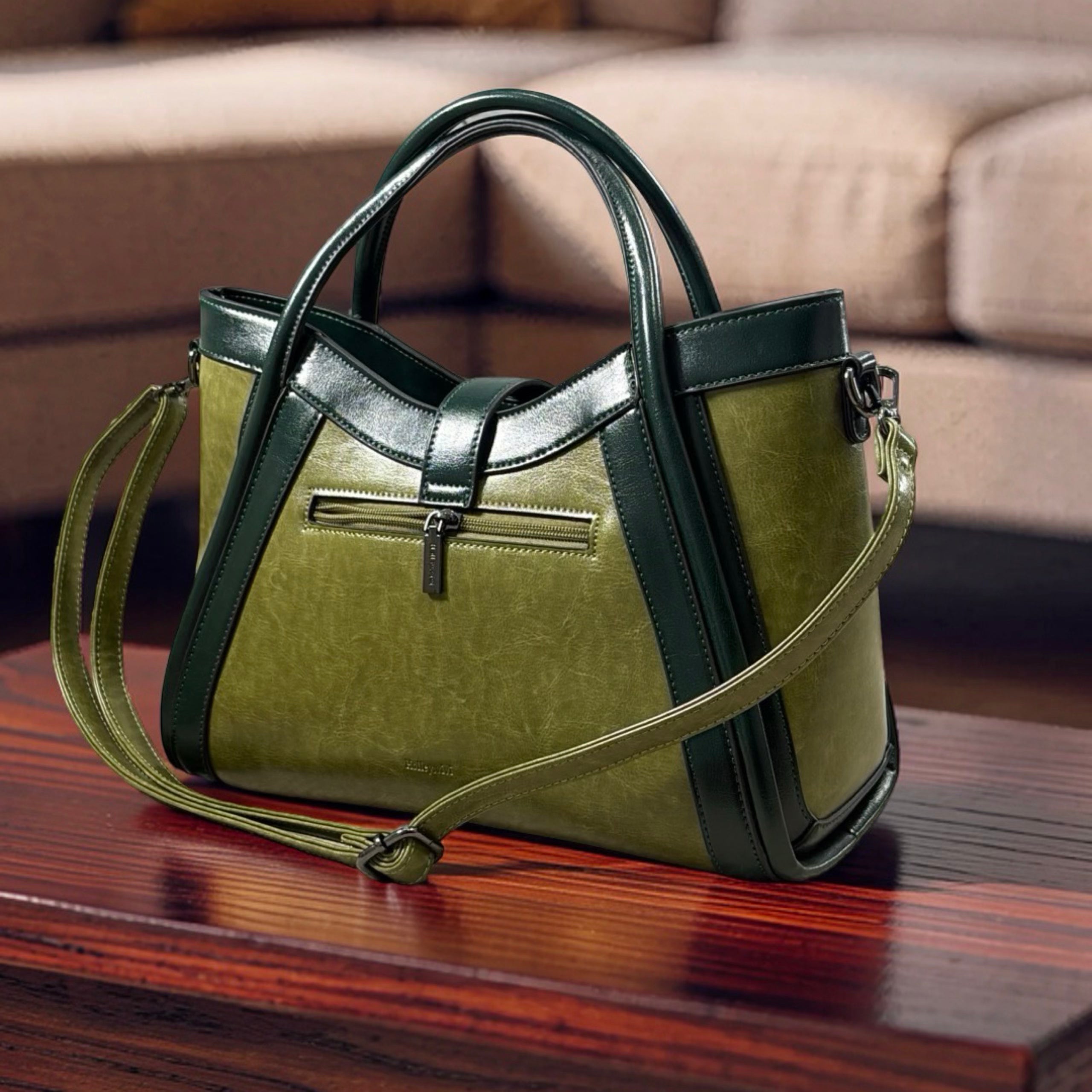 Holley Vivi Two-in One Contrast Color Bag in Green