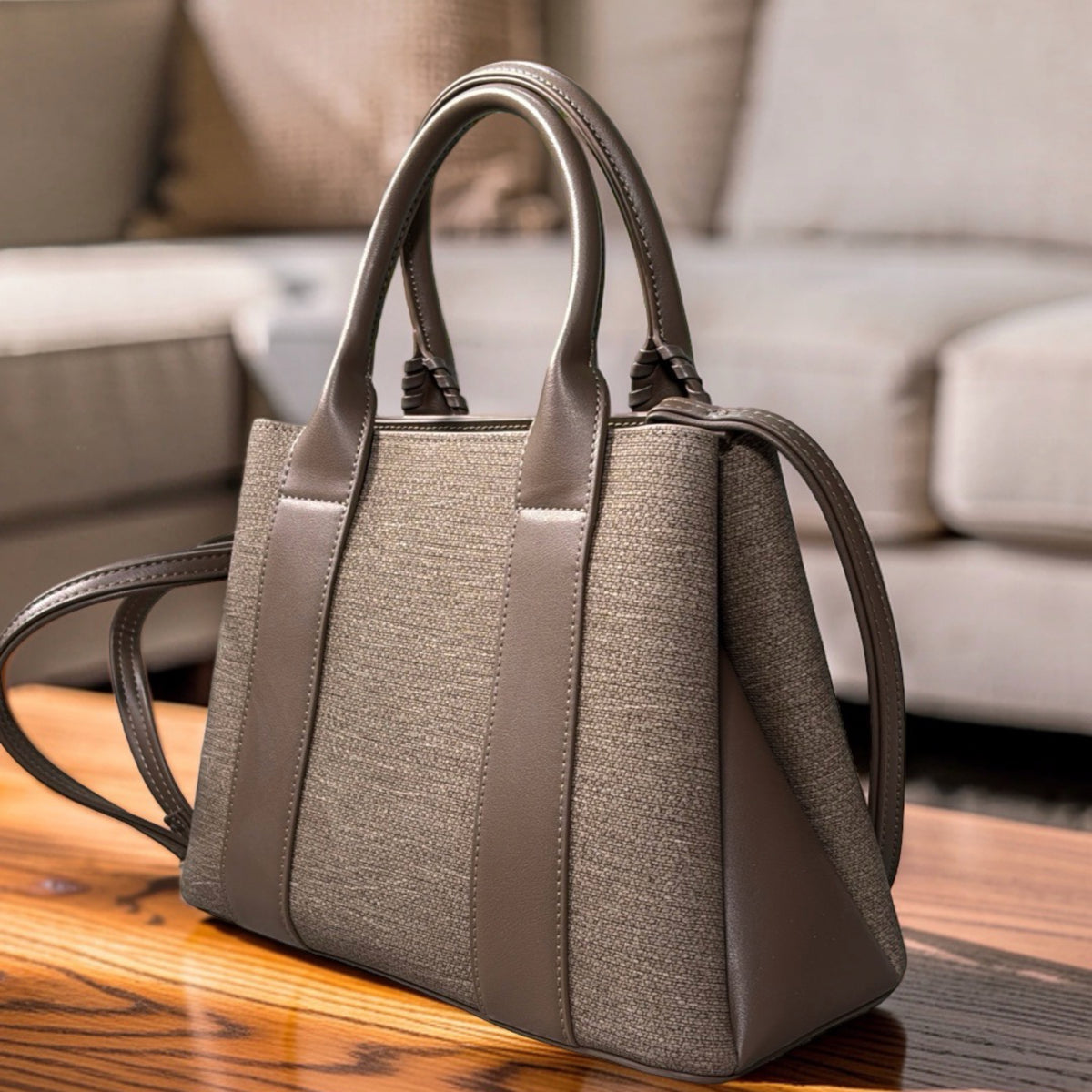 Chrisbella Double Handle Structured Medium Bag in Olive