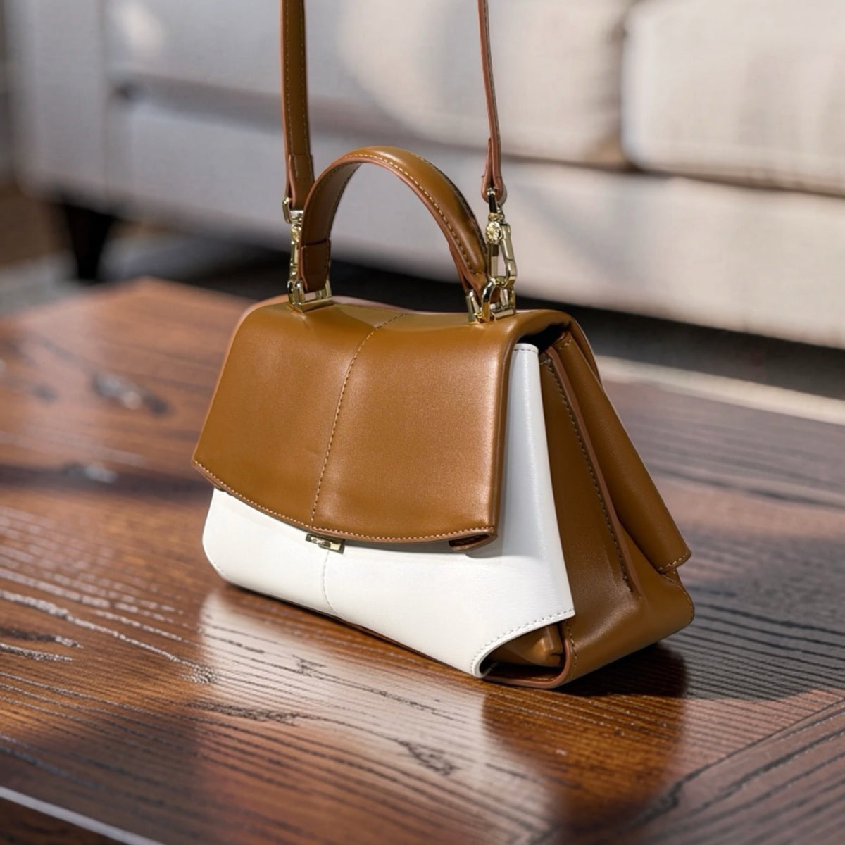 Versse Top Handle Small Bag in Machiato