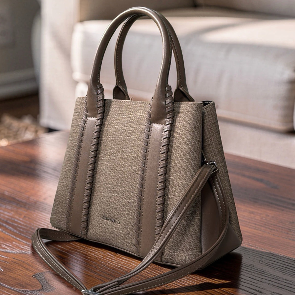 Chrisbella Double Handle Structured Medium Bag in Olive