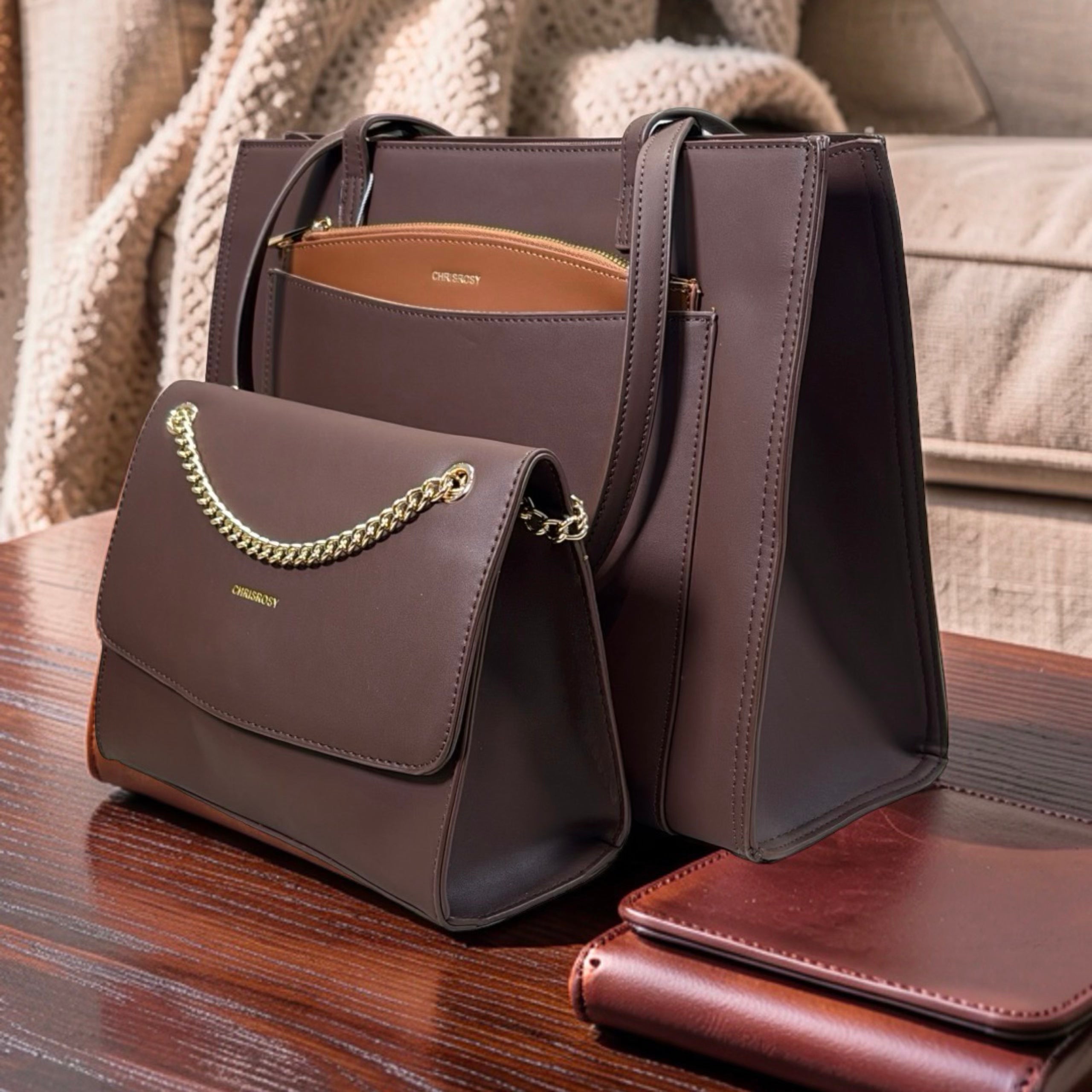 Chrisrosy 3-in-1 Shoulder Bag in Coffee