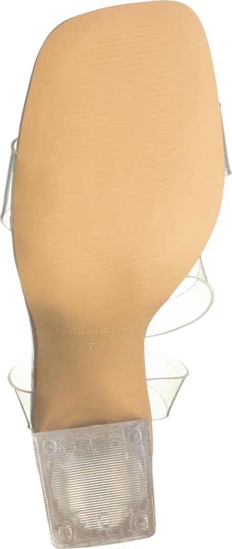 STEVE MADDEN NUDE VINYL STRAP METHACRYLATE HEELED SANDAL