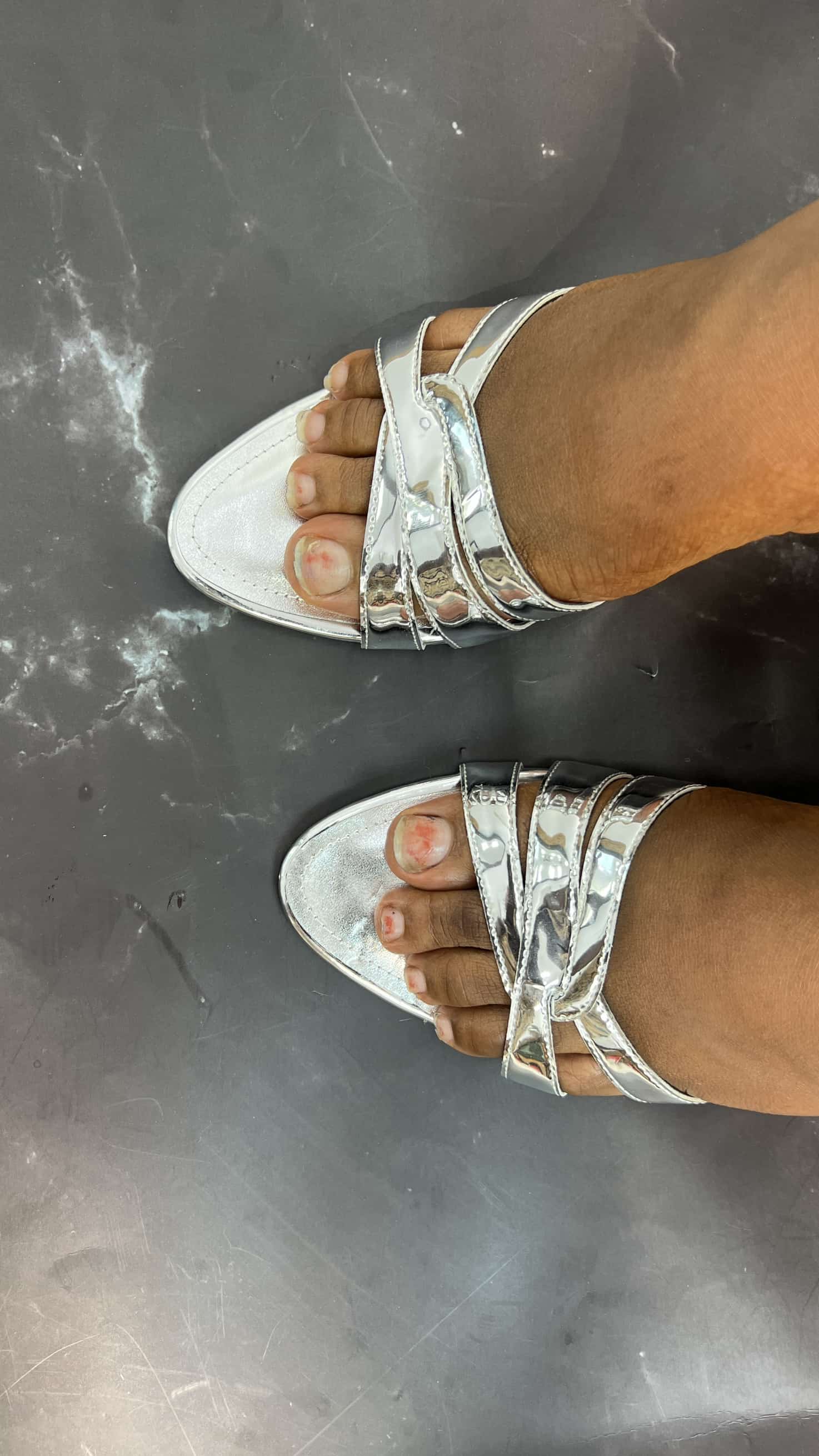 MANGO METALLIC SILVER MULE
