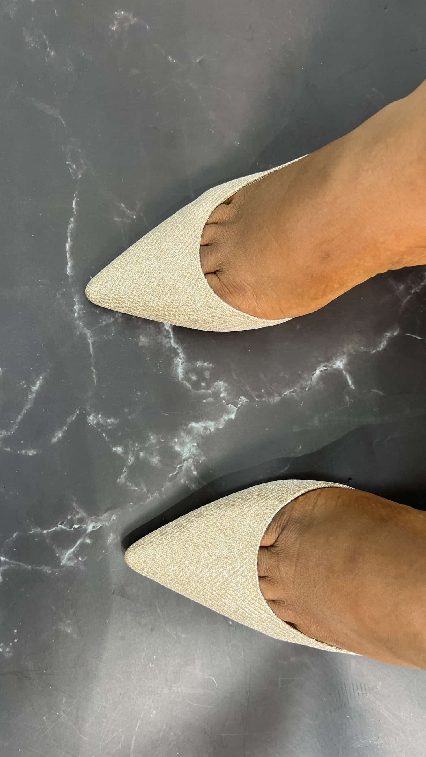 VINYL SHOES GOLD SHIMMER POINTED TOE D'ORSAY PUMP