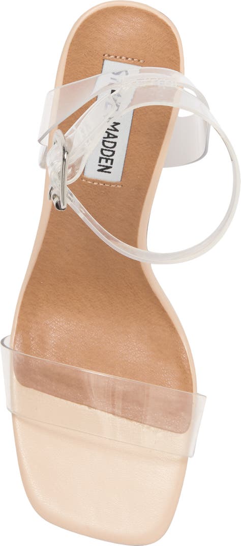 STEVE MADDEN NUDE VINYL STRAP METHACRYLATE HEELED SANDAL