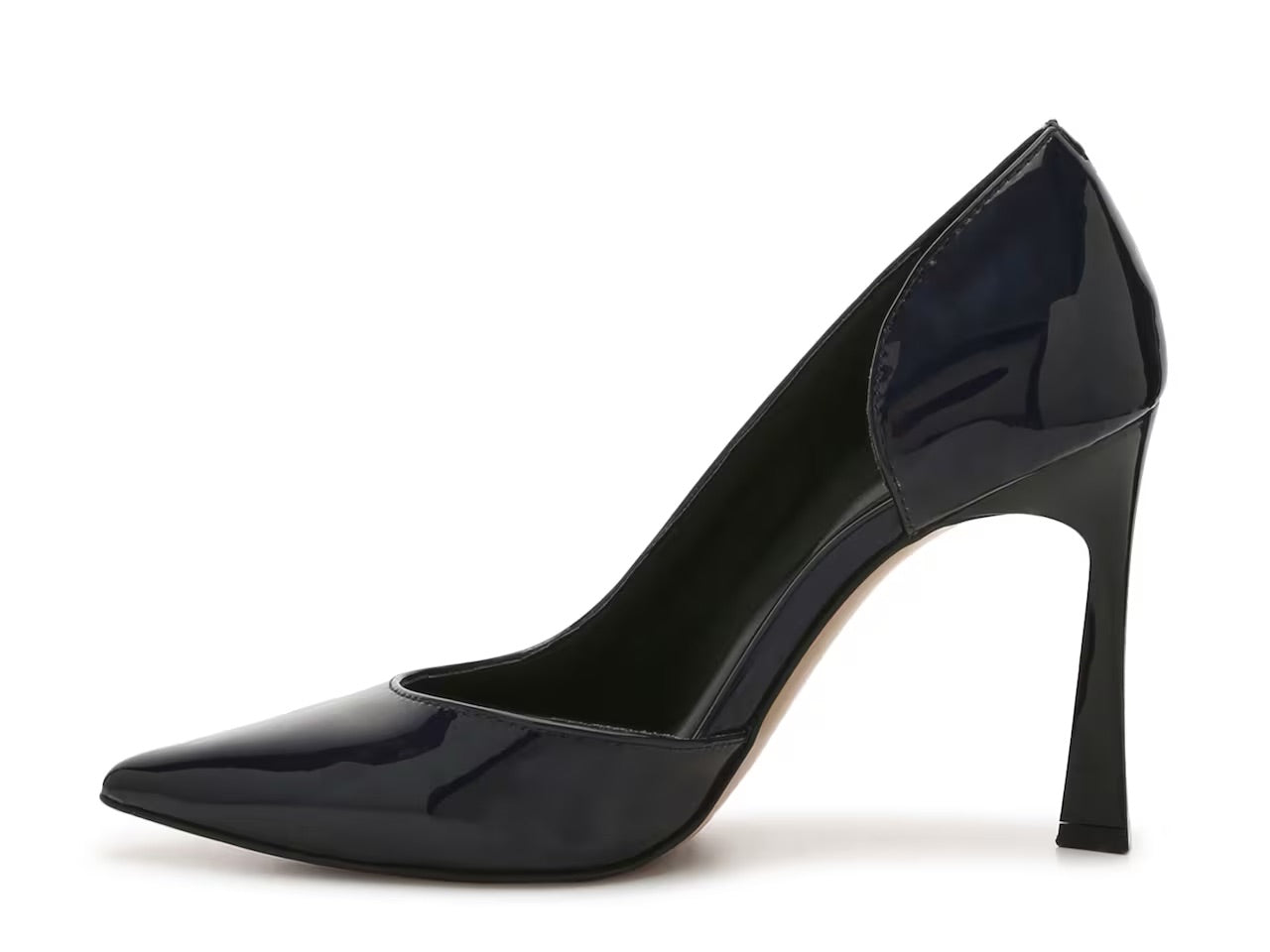 MIX NO 6 BLACK IRIDESCENT PATENT D'ORSAY POINTED TOE PUMP
