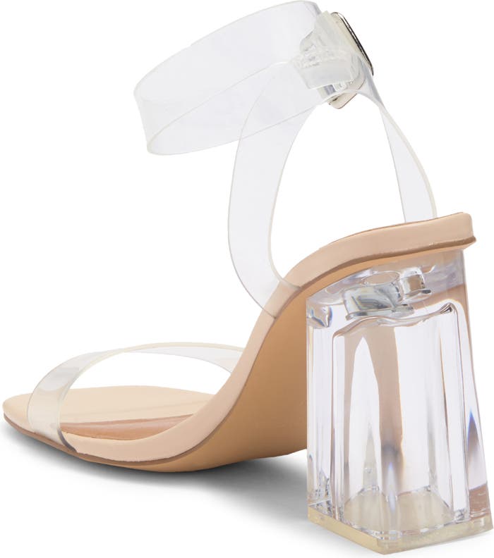 STEVE MADDEN NUDE VINYL STRAP METHACRYLATE HEELED SANDAL
