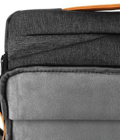 15' DARK GREY LAPTOP BAG WITH BROWN TOP HANDLE