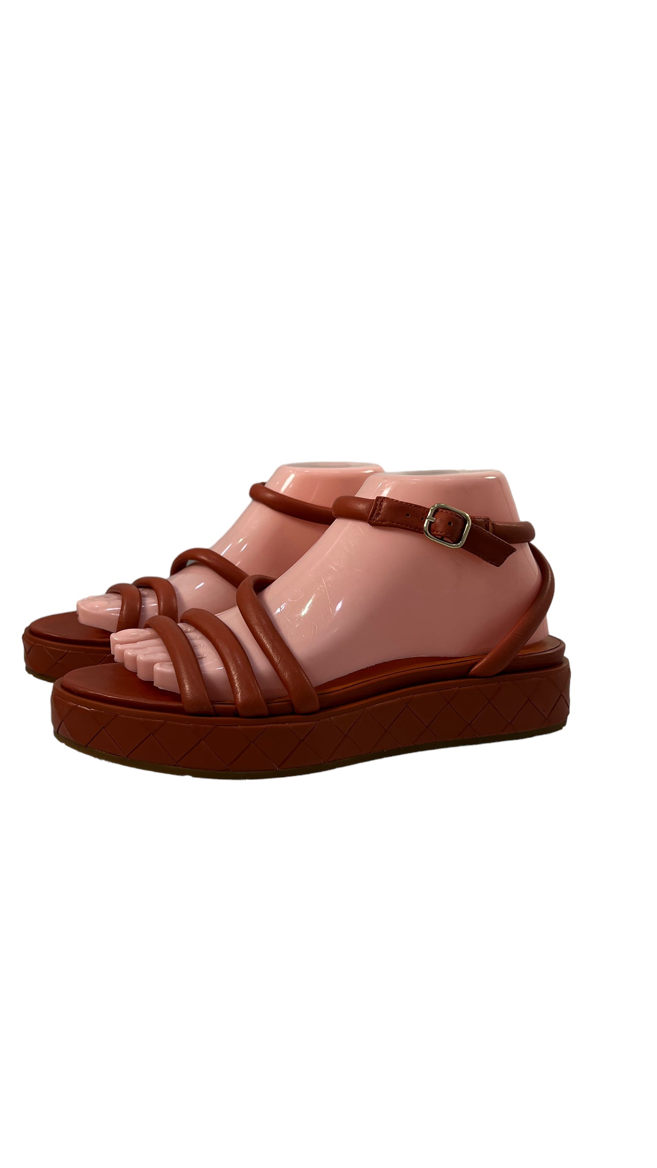 WHAT FOR BURNT ORANGE TUBE STRAP FLATFORM SANDAL
