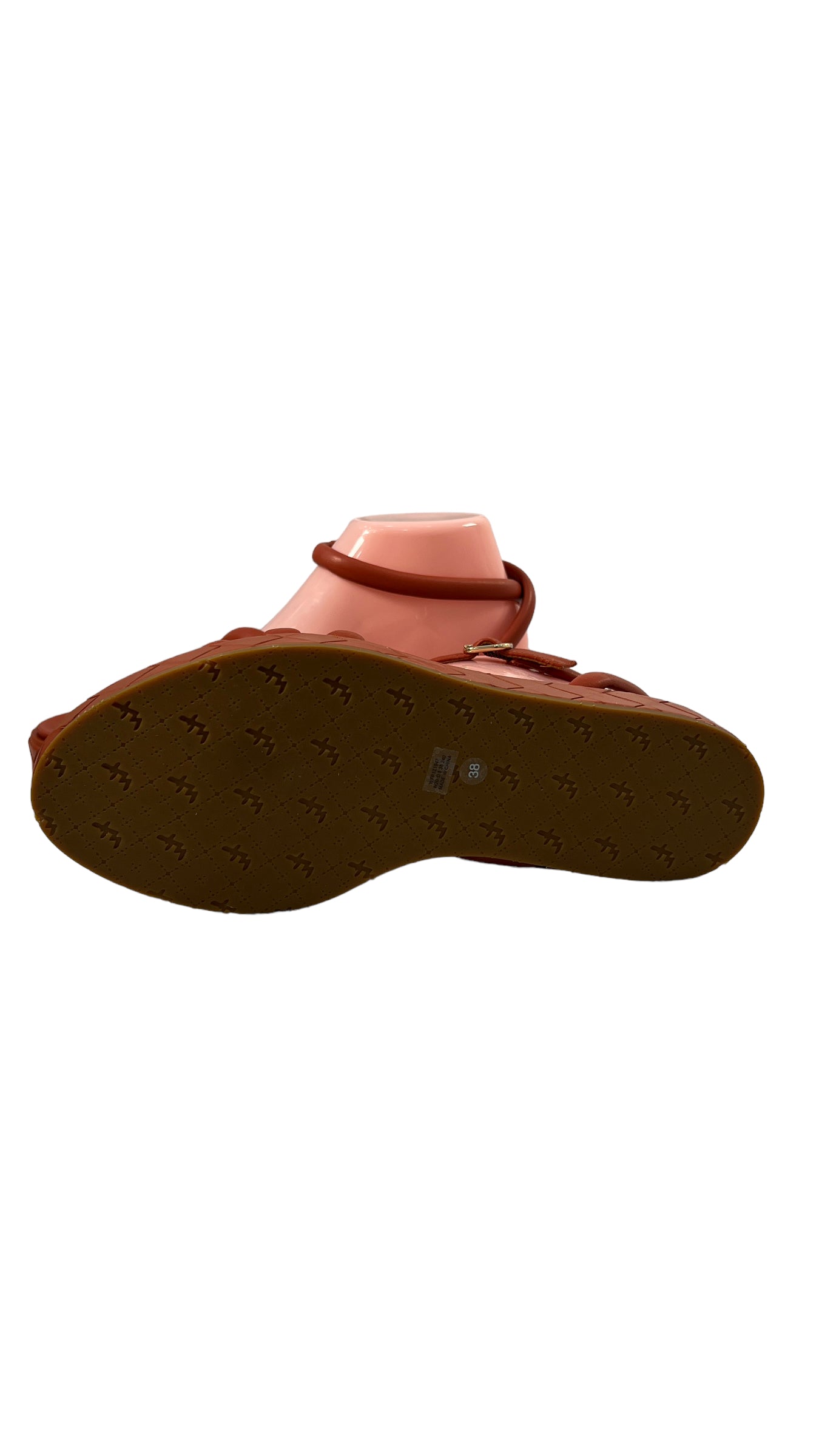 WHAT FOR BURNT ORANGE TUBE STRAP FLATFORM SANDAL
