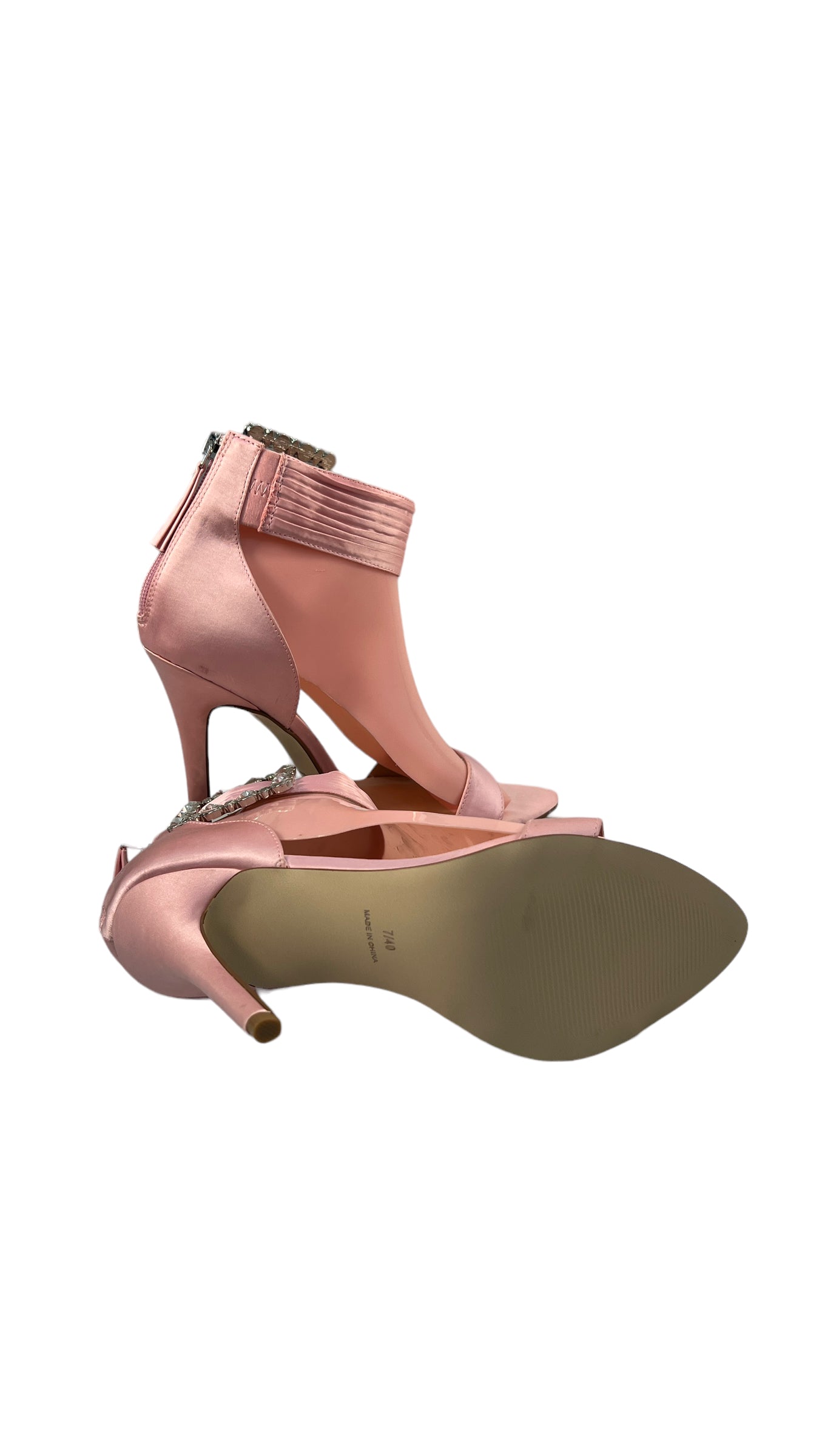 OASIS PINK SATIN EMBELLISHED BUCKLE SANDAL