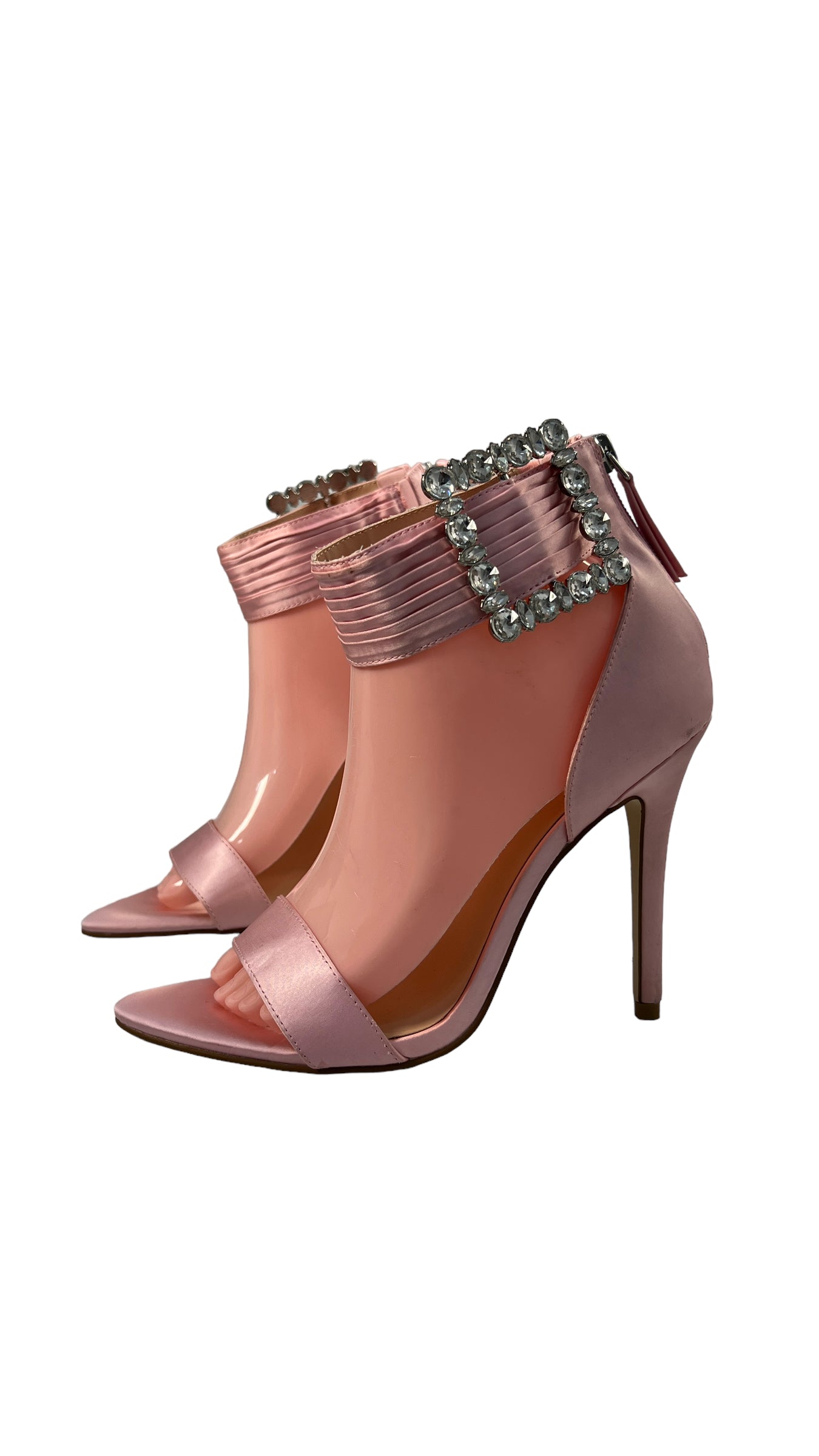 OASIS PINK SATIN EMBELLISHED BUCKLE SANDAL