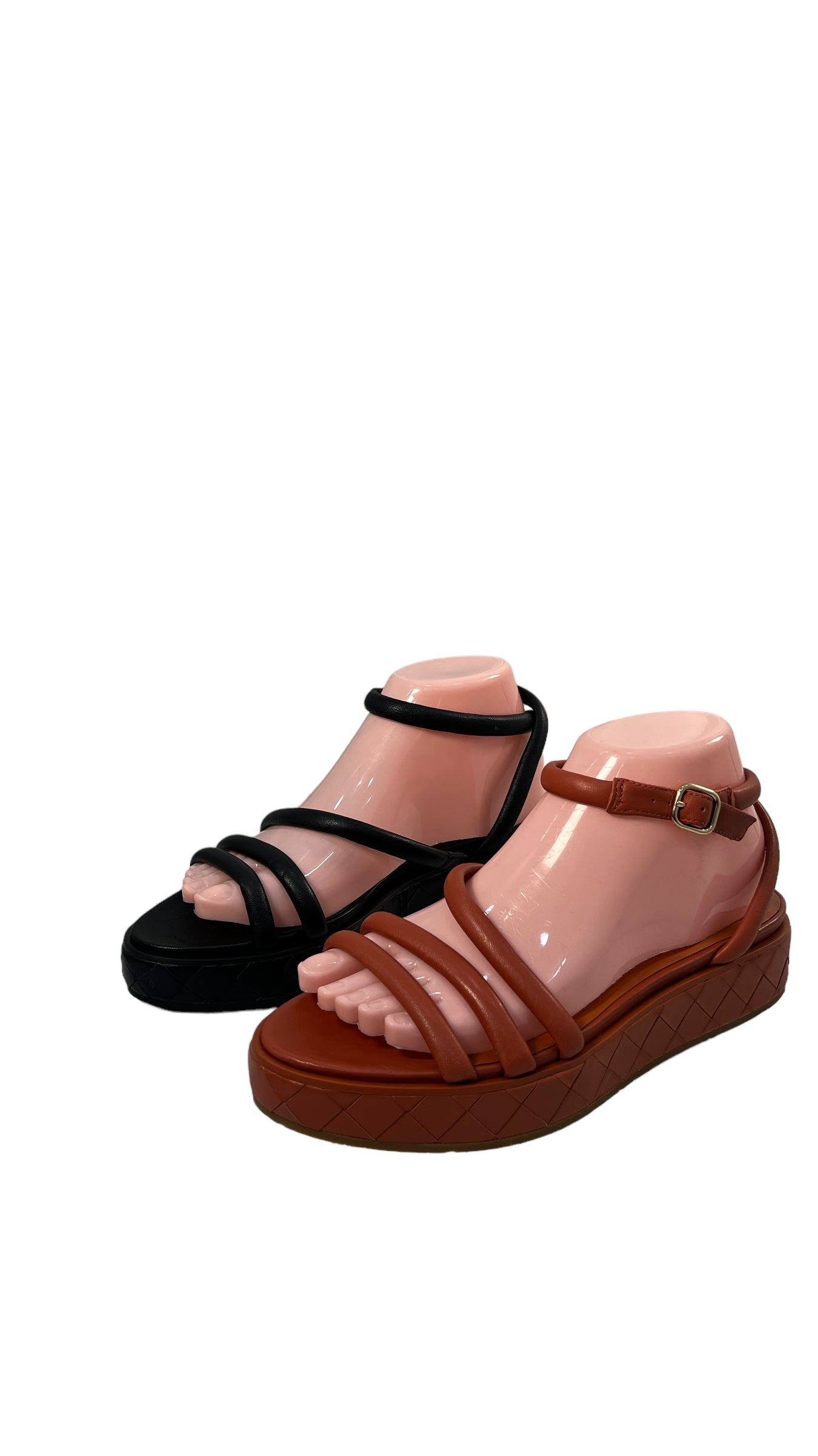 WHAT FOR BURNT ORANGE TUBE STRAP FLATFORM SANDAL