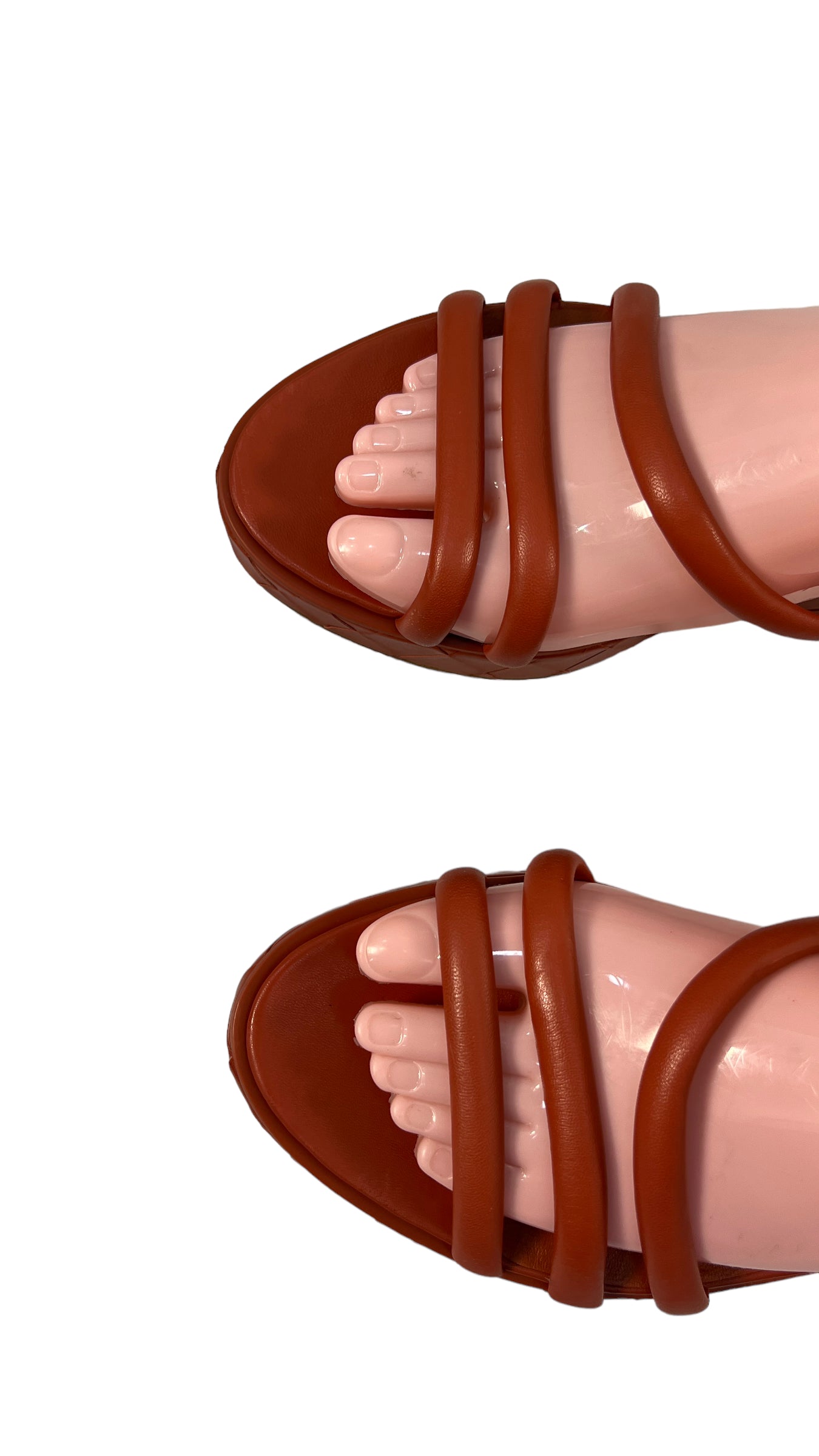 WHAT FOR BURNT ORANGE TUBE STRAP FLATFORM SANDAL