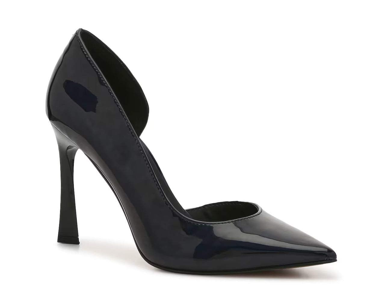 MIX NO 6 BLACK IRIDESCENT PATENT D'ORSAY POINTED TOE PUMP