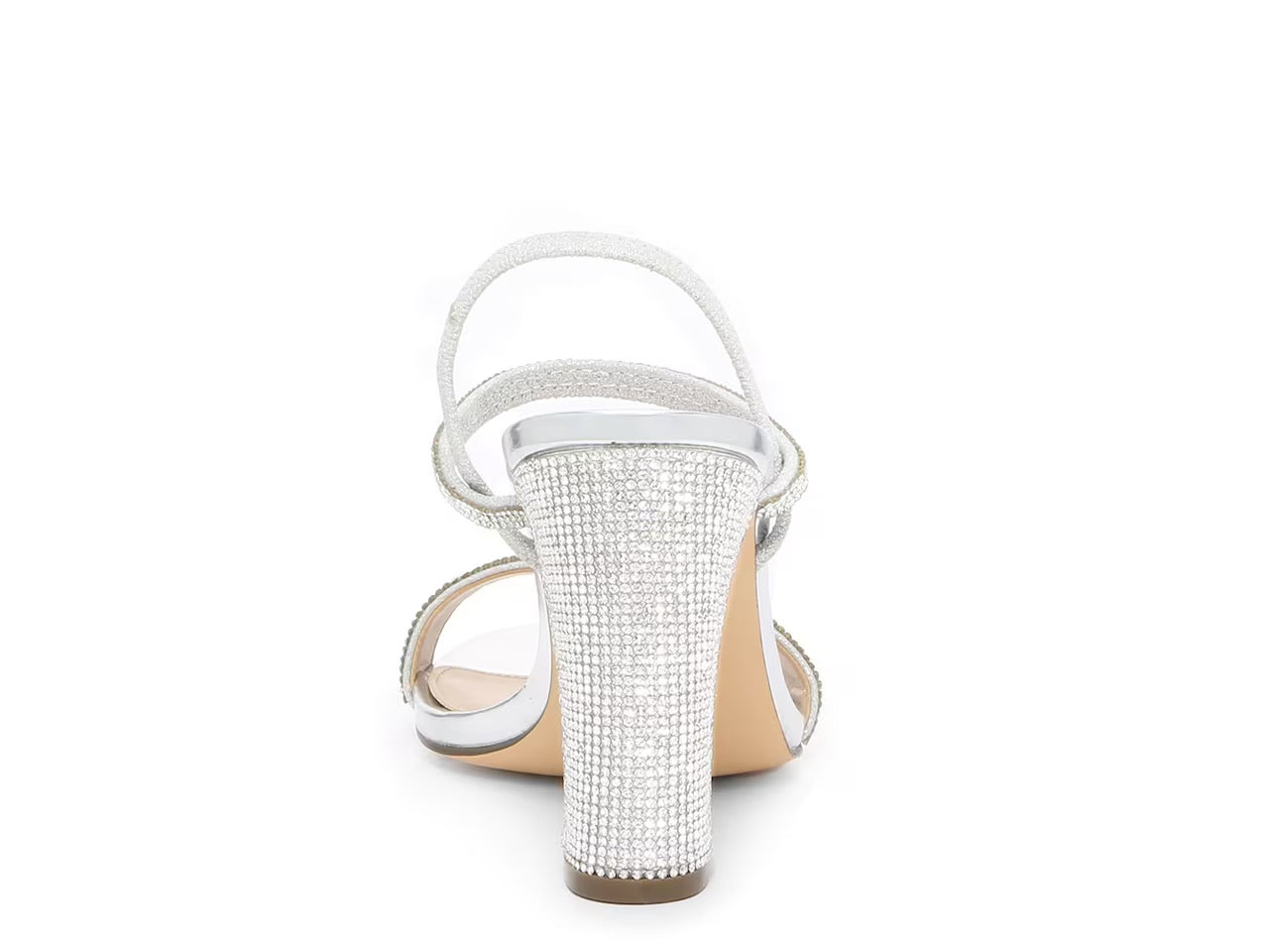 NINA SILVER SLINGBACK BLOCK HEEL SANDAL