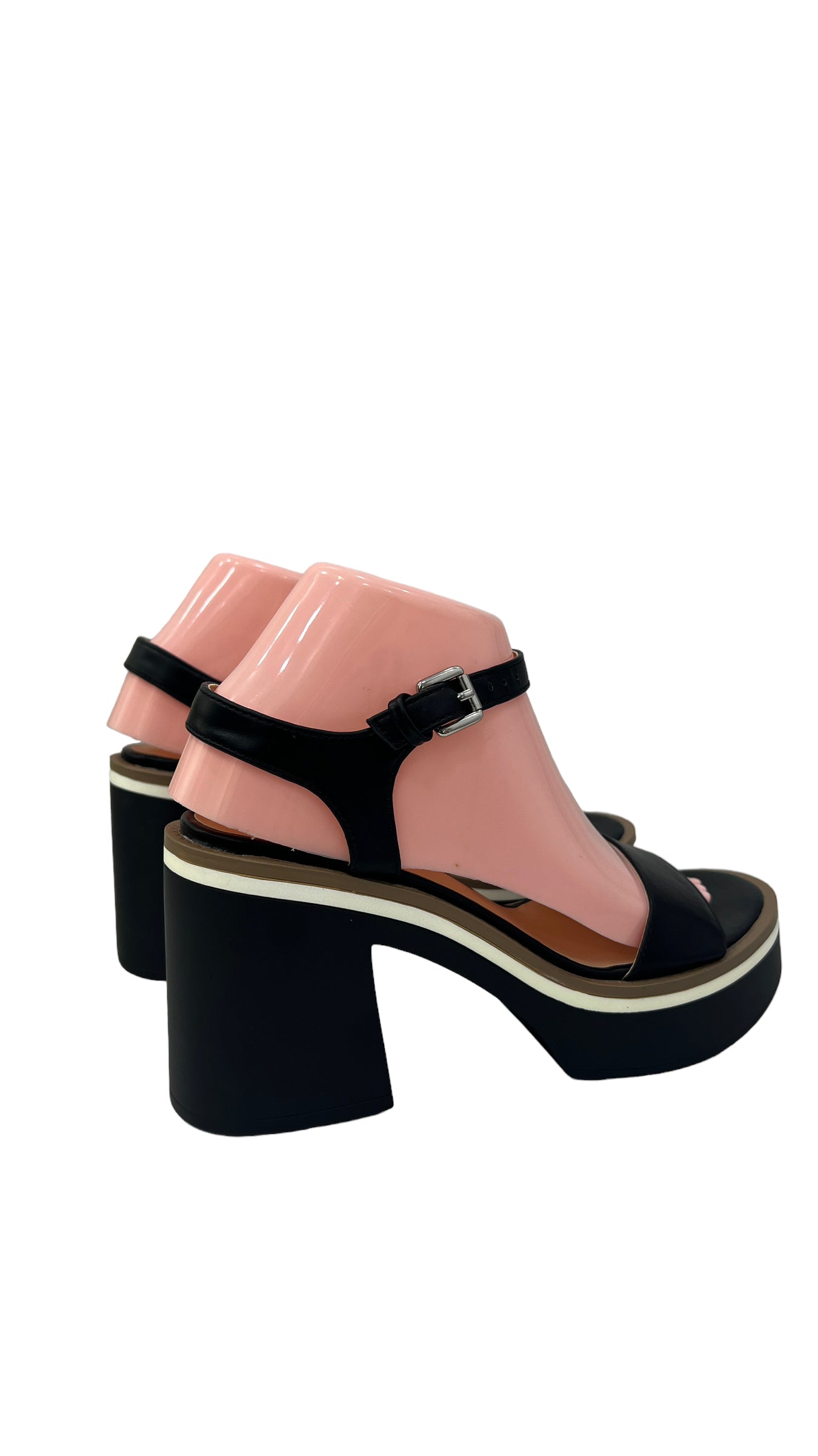 SWISH JEANS BLACK PLATFORM BLOCK HEEL SANDAL