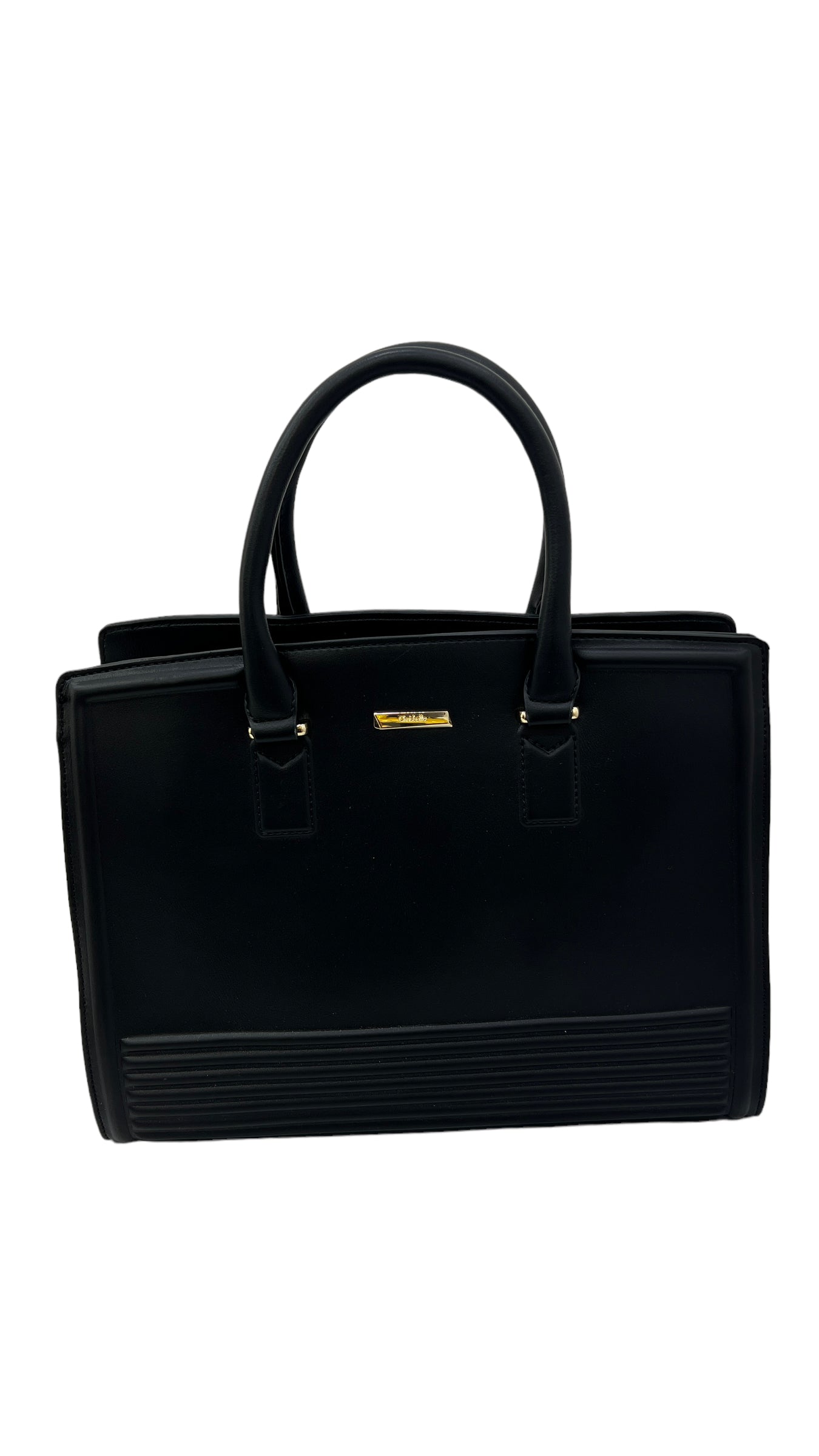 CHRISBELLA BLACK LARGE DOUBLE HANDLE STRUCTURED BAG