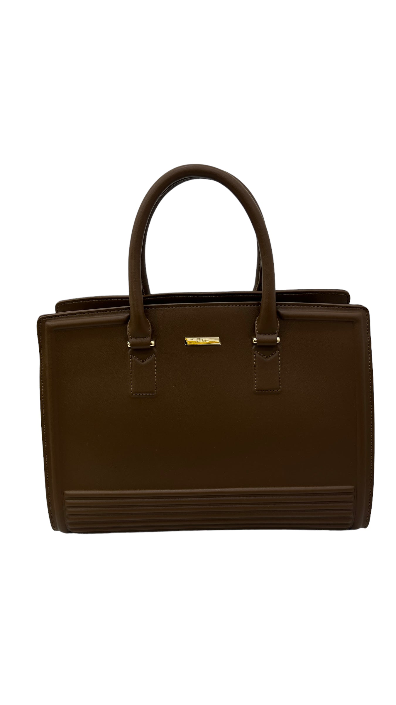 CHRISBELLA COFFEE LARGE DOUBLE HANDLE STRUCTURED BAG