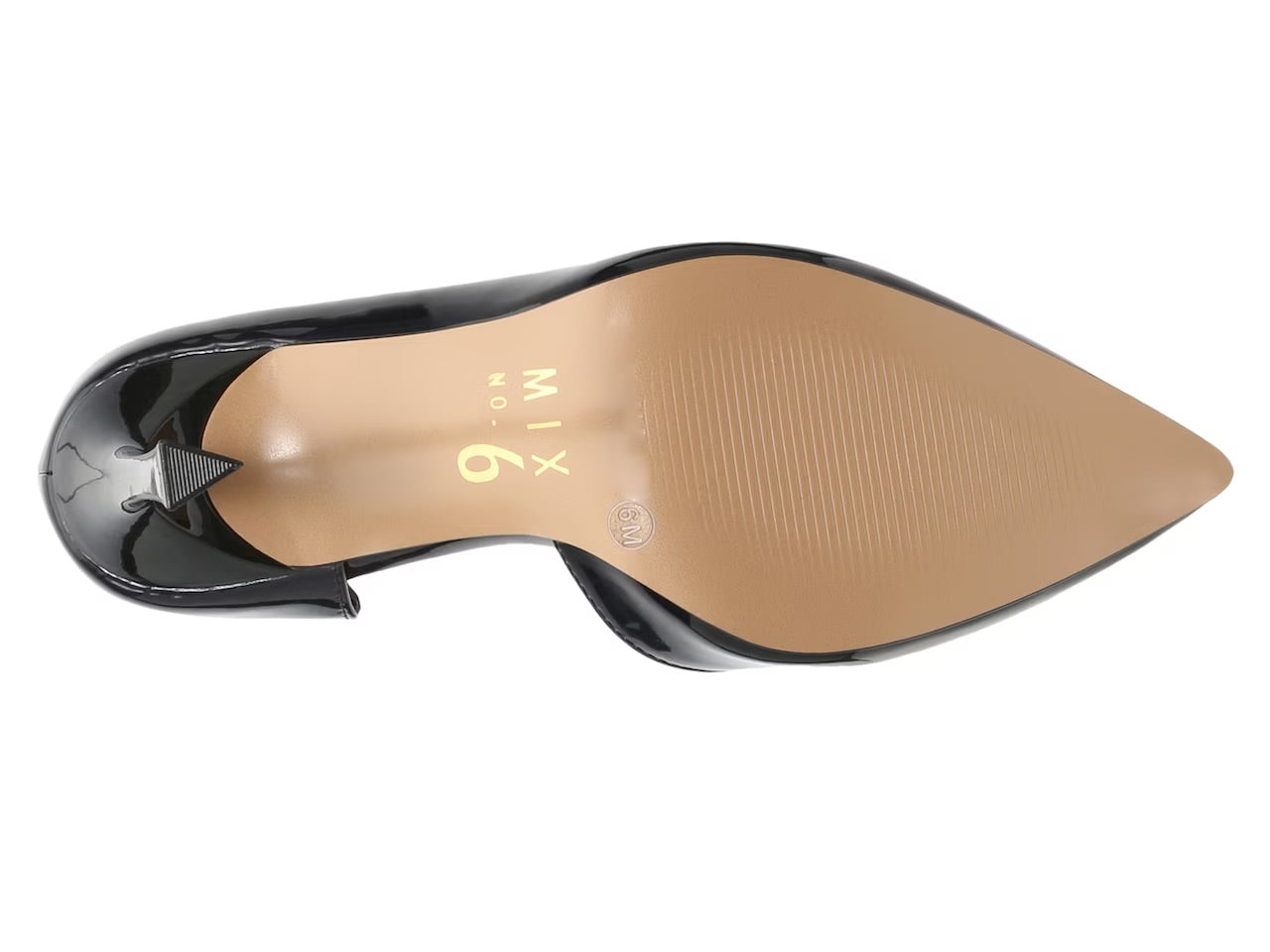 MIX NO 6 BLACK IRIDESCENT PATENT D'ORSAY POINTED TOE PUMP