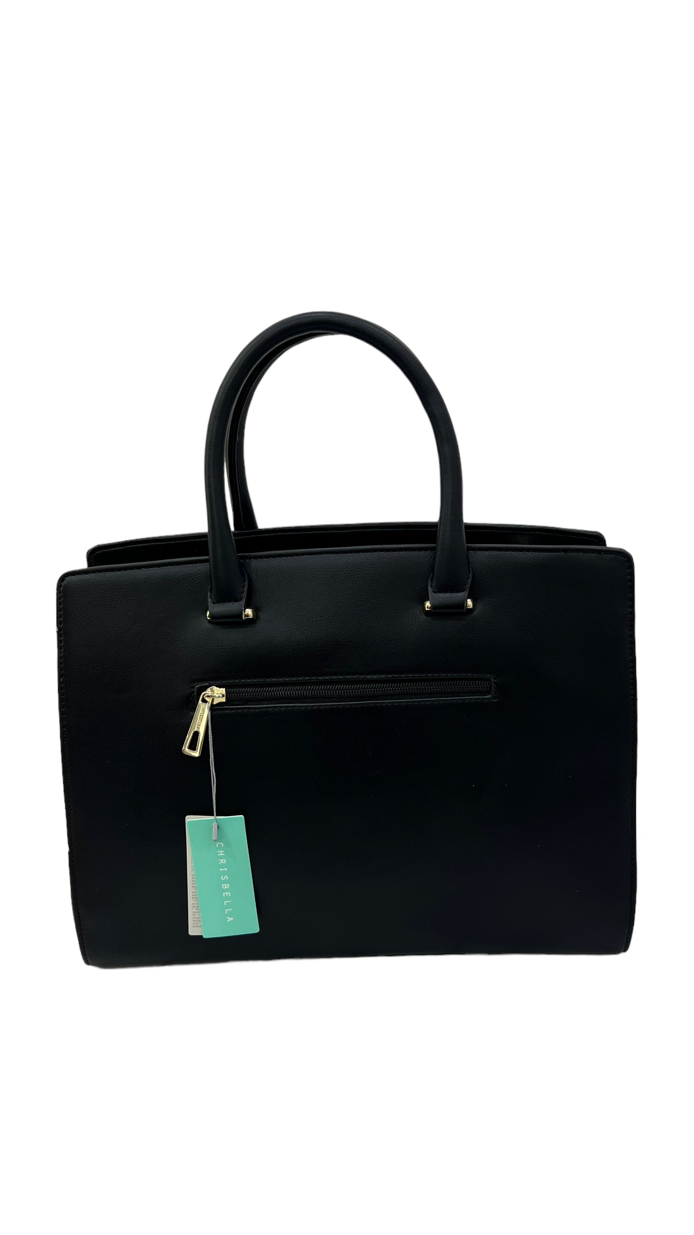CHRISBELLA BLACK LARGE DOUBLE HANDLE STRUCTURED BAG