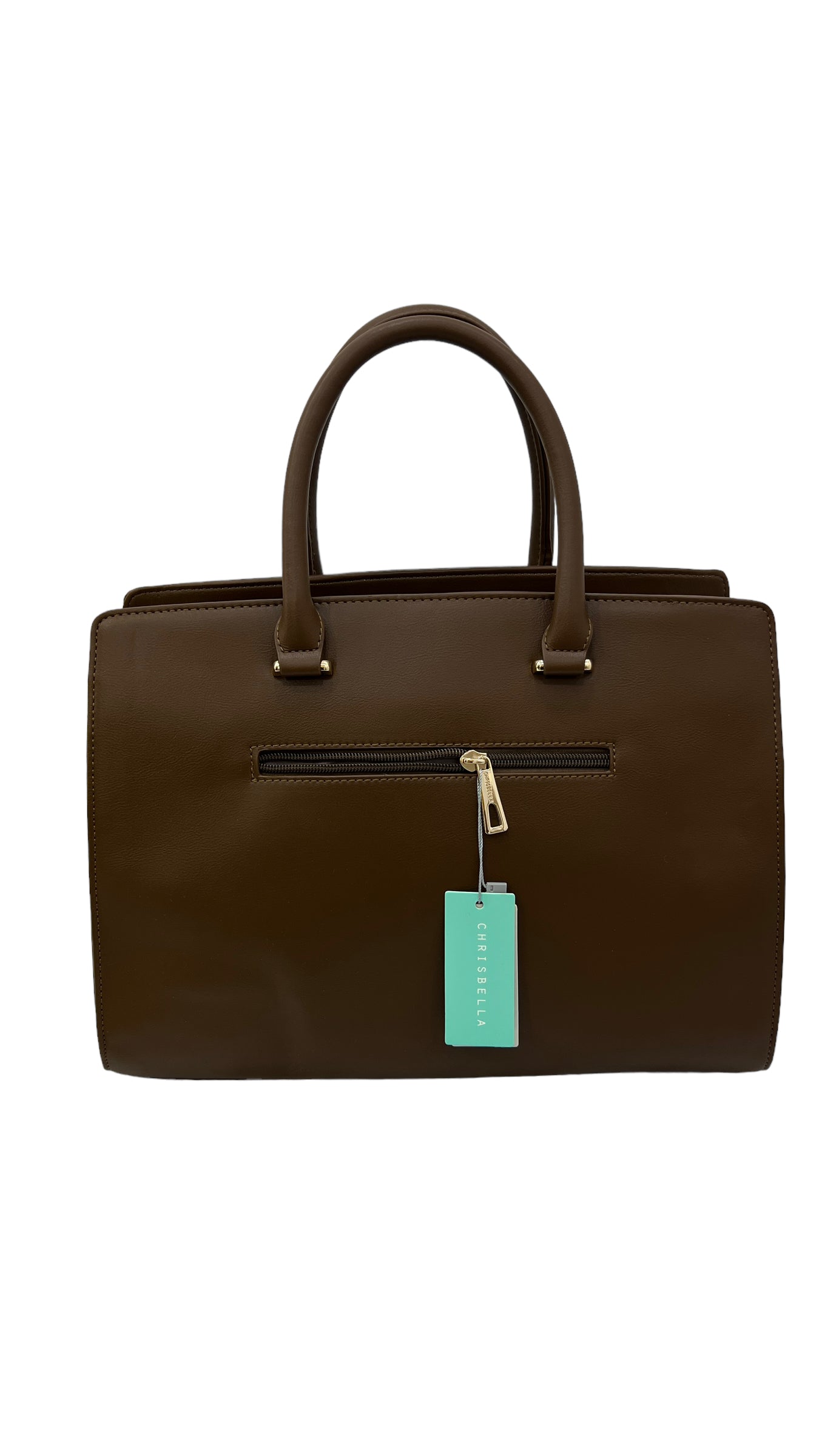 CHRISBELLA COFFEE LARGE DOUBLE HANDLE STRUCTURED BAG