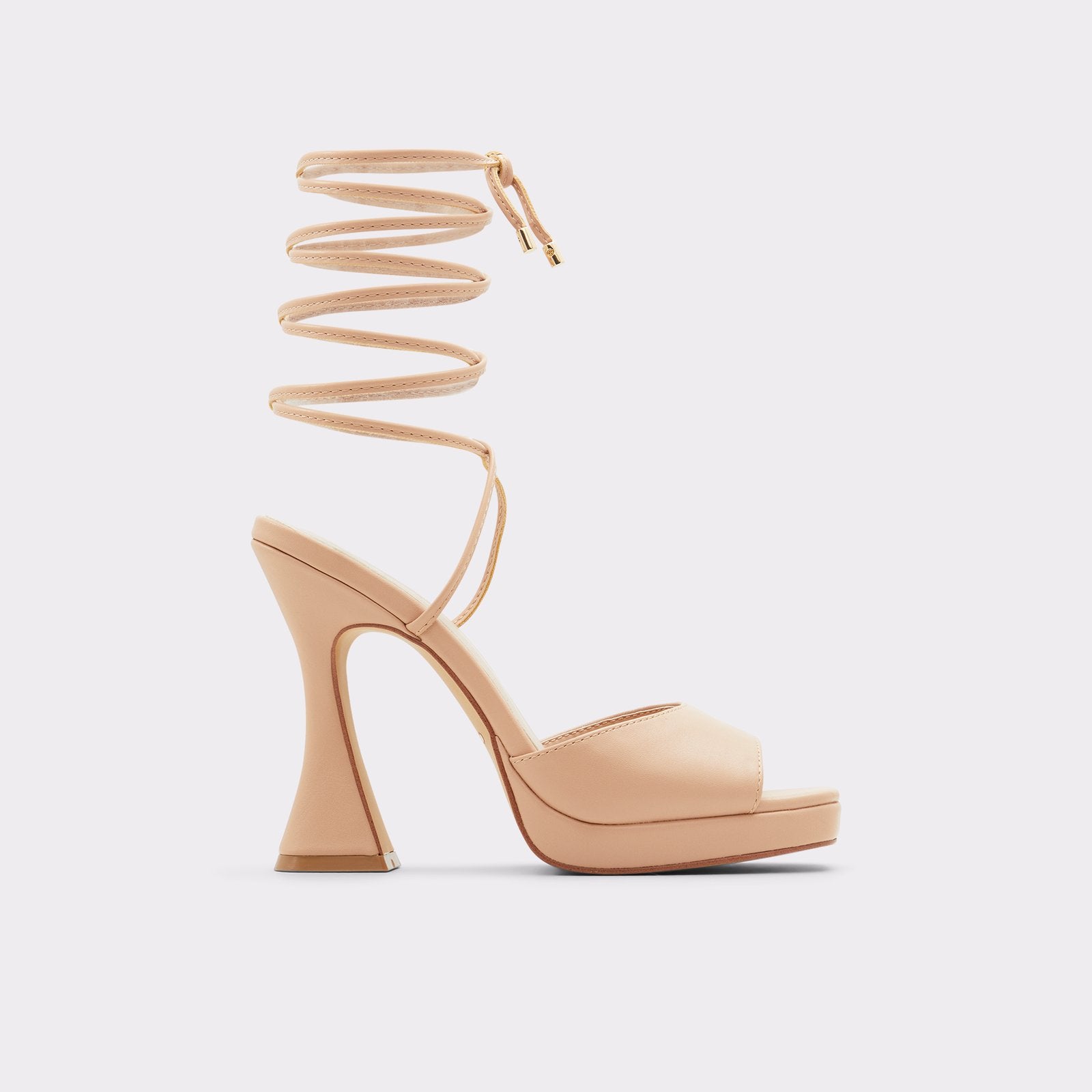 ALDO NUDE FLARE LACE UP HEELS