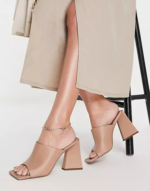 ASOS BEIGE BLOCK HEEL MULE