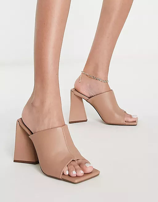 ASOS BEIGE BLOCK HEEL MULE