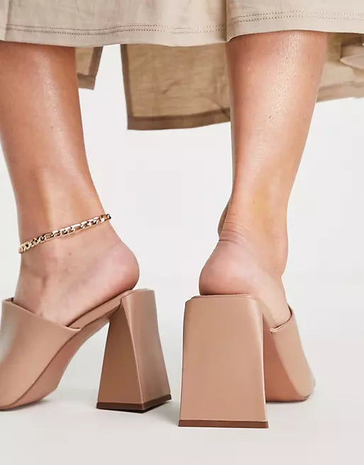ASOS BEIGE BLOCK HEEL MULE
