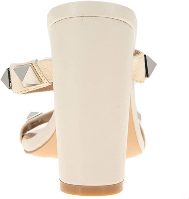 BCBGENERATION OFF WHITE MACRO STUD BLOCK HEELS