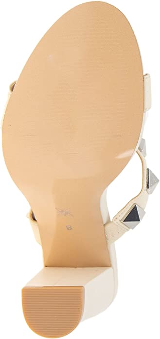 BCBGENERATION OFF WHITE MACRO STUD BLOCK HEELS
