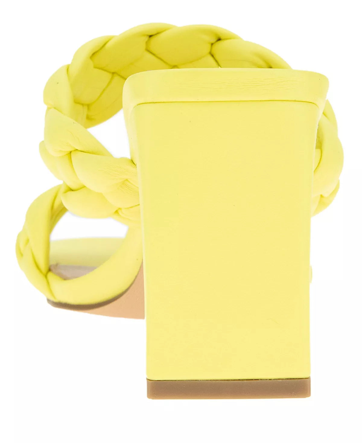 BCBGENERATION YELLOW BRAIDED STRAP BLOCK HEEL
