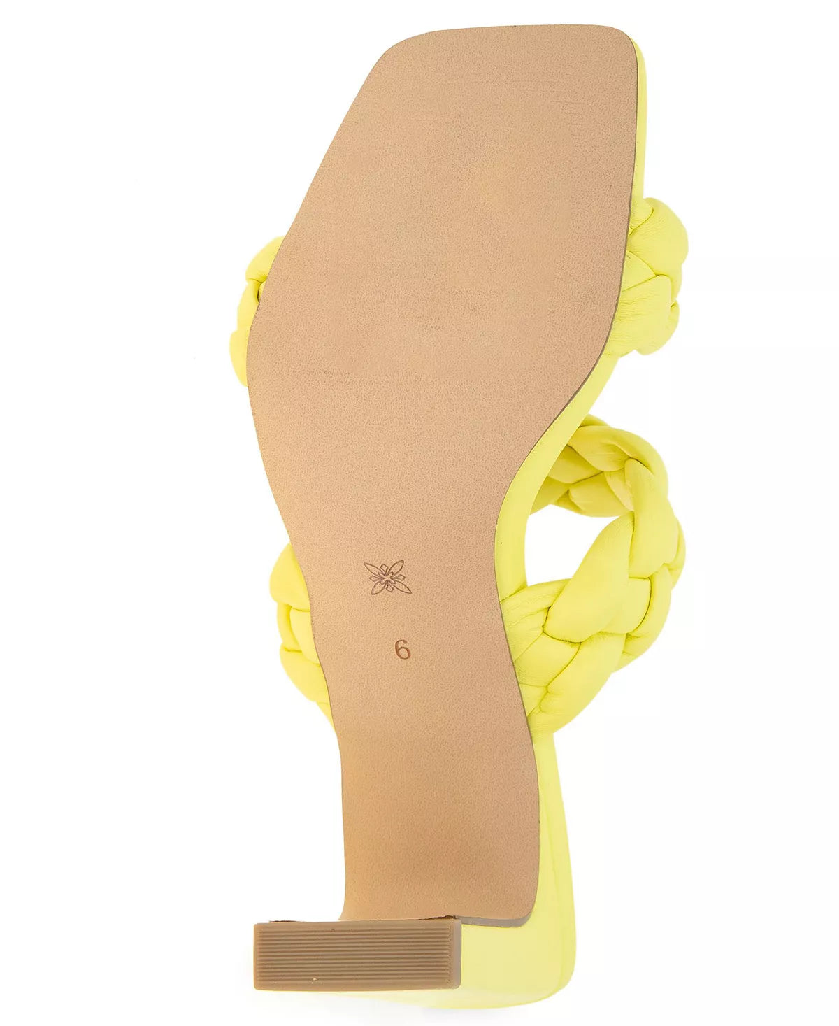 BCBGENERATION YELLOW BRAIDED STRAP BLOCK HEEL