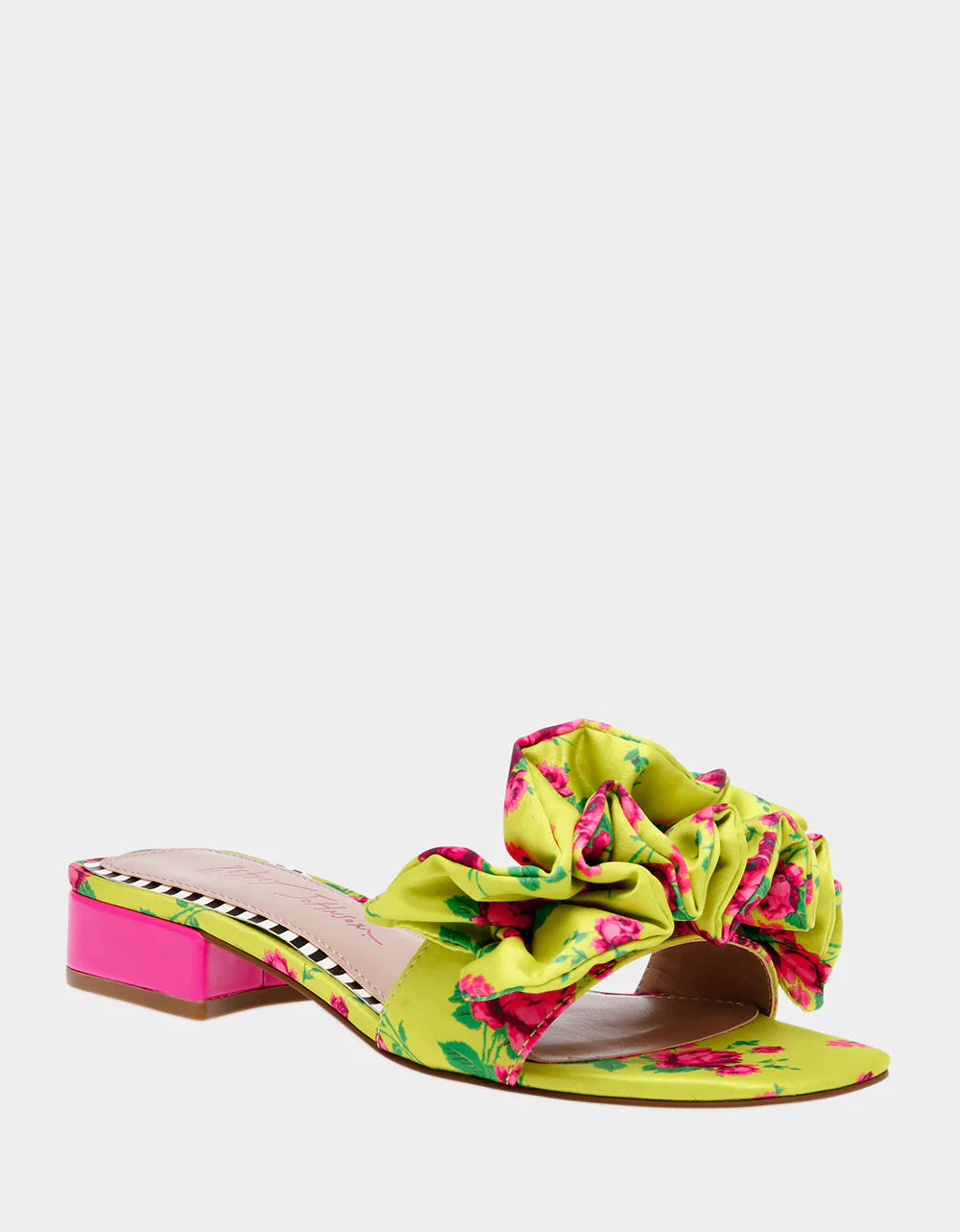 BETSEY JOHNSON CITRON FLORAL SLIPPERS