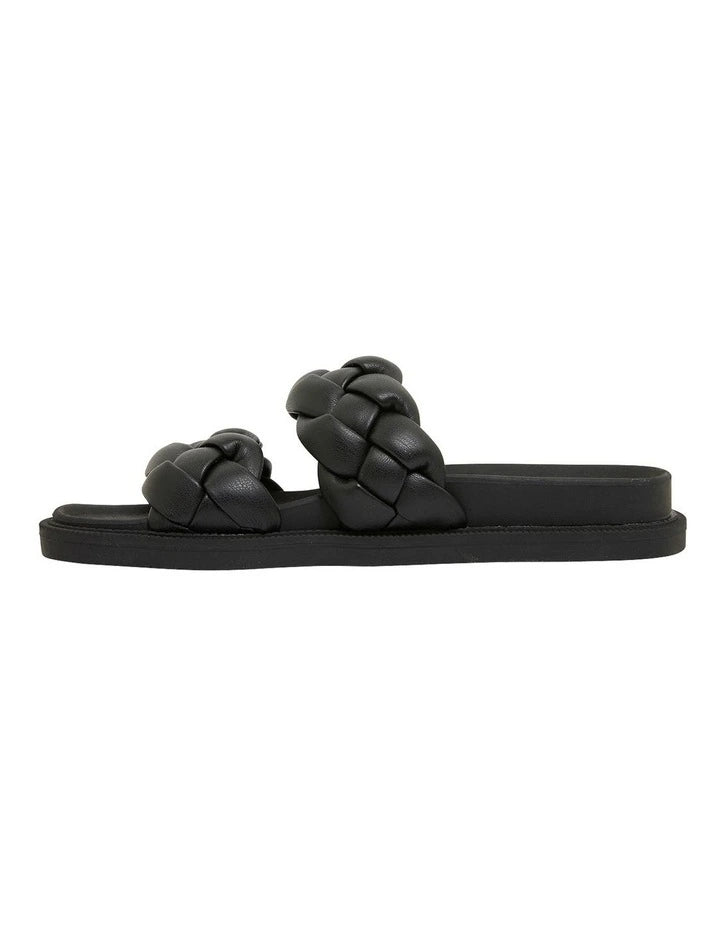 DAZIE BLACK BRAIDED DOUBLE STRAP SLIDE